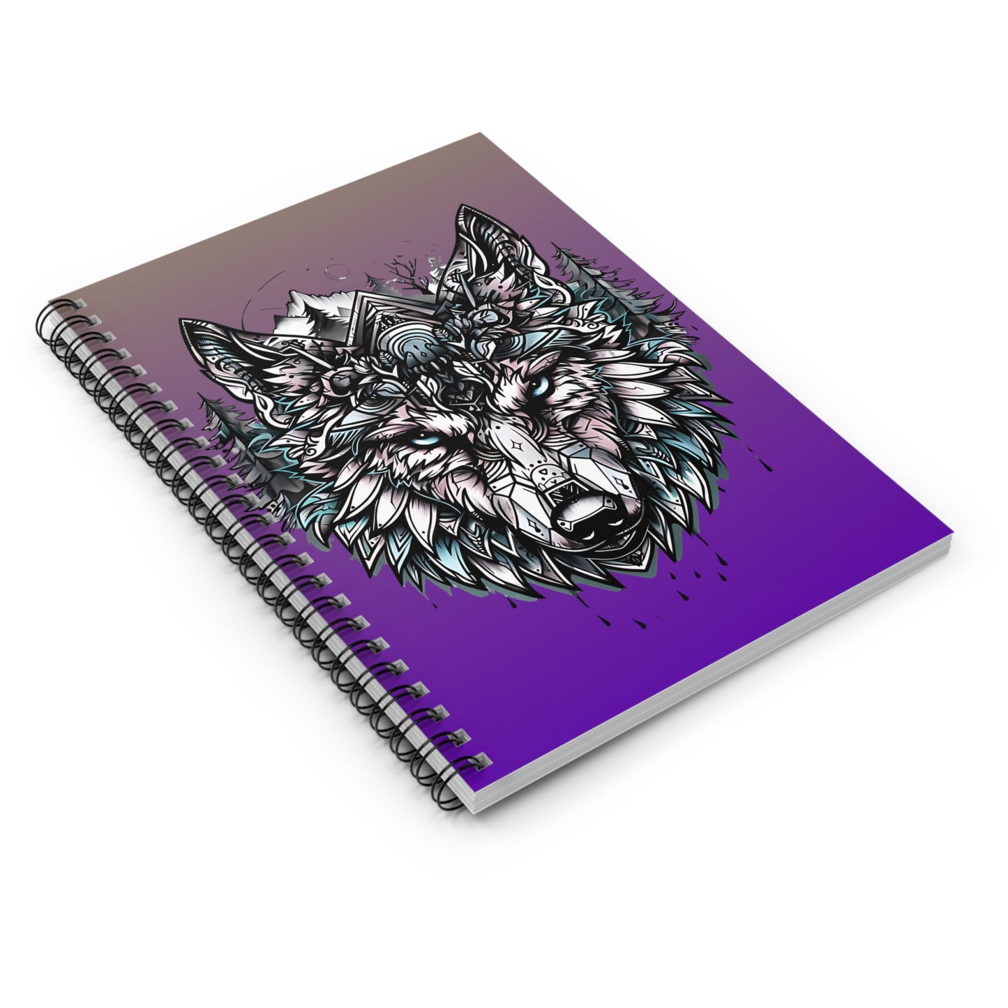 Spiral Notebook - Mystic Wilderness: A Tribal Wolf Tattoo Design_Royal