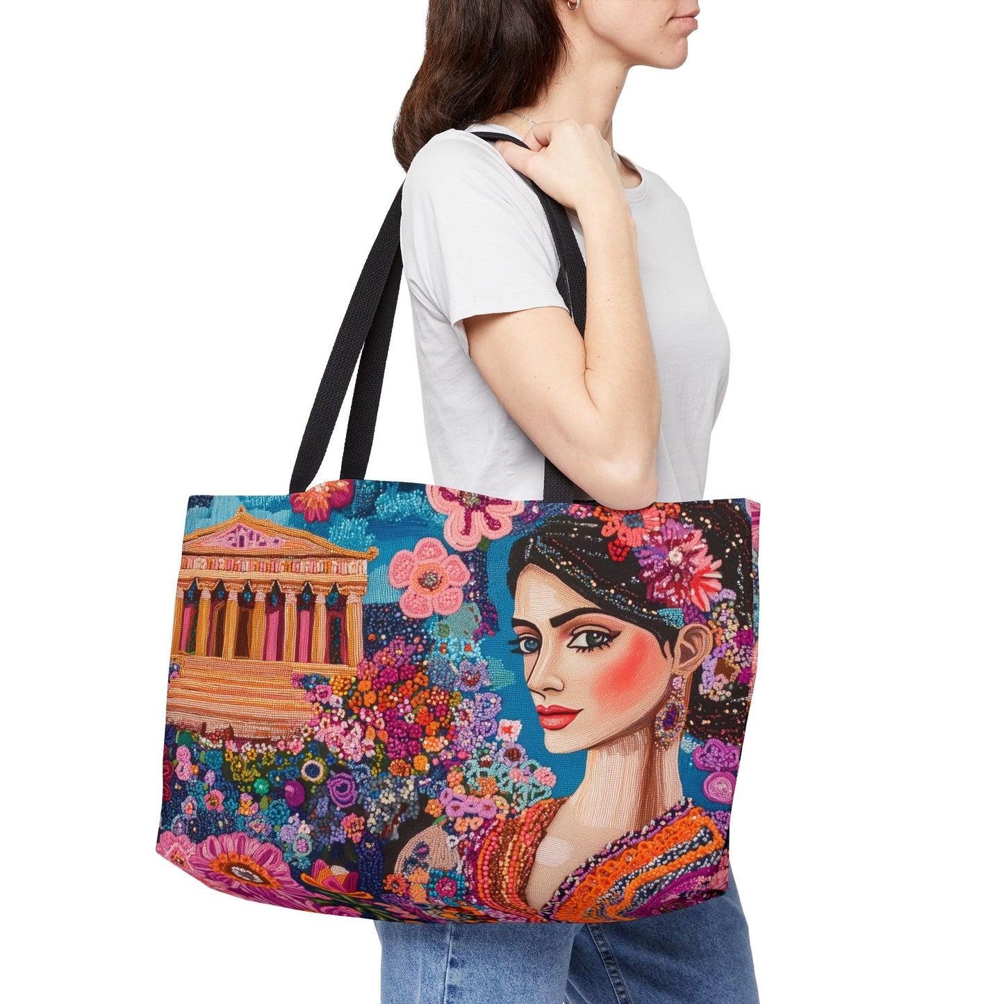 Weekender Tote Bag - Enchanting Greek Beauty Amidst Athens' Parthenon Blossoms