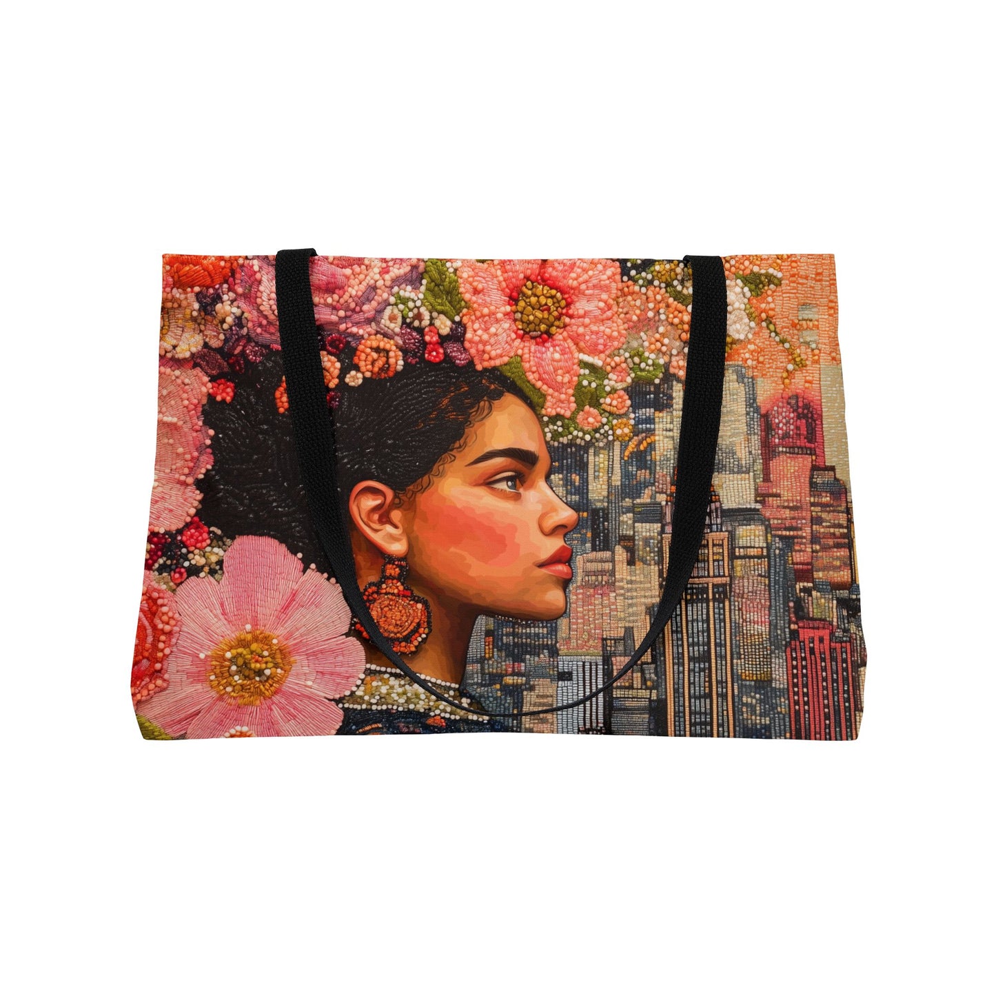 Weekender Tote Bag - Floral Grace in the City, Broadway, NY in 1800's