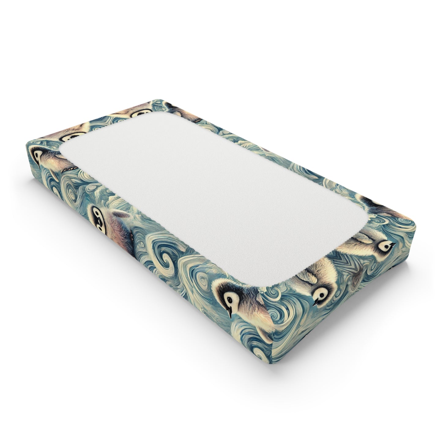 Custom Changing Pad Cover - Penguin Whirl Design