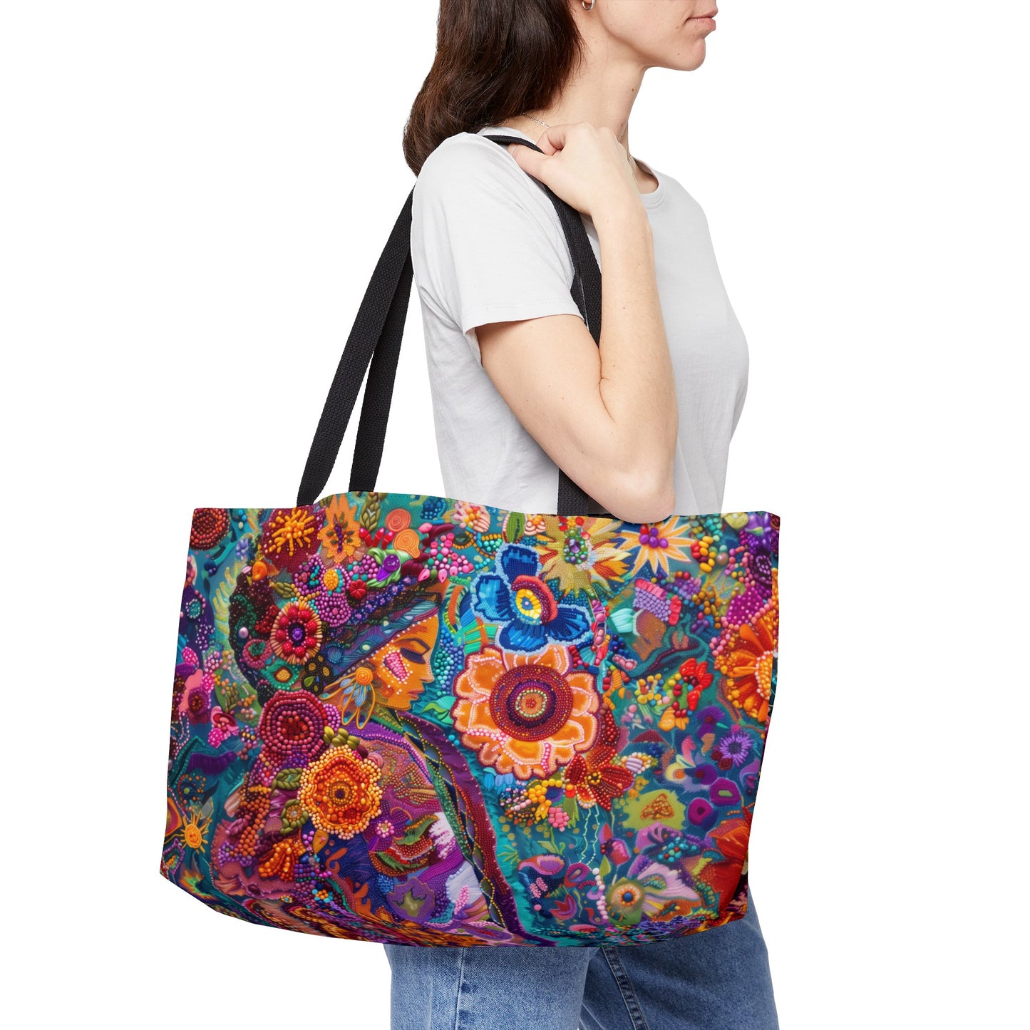Weekender Tote Bag - Radiant South American Beauty in Traditional Attire