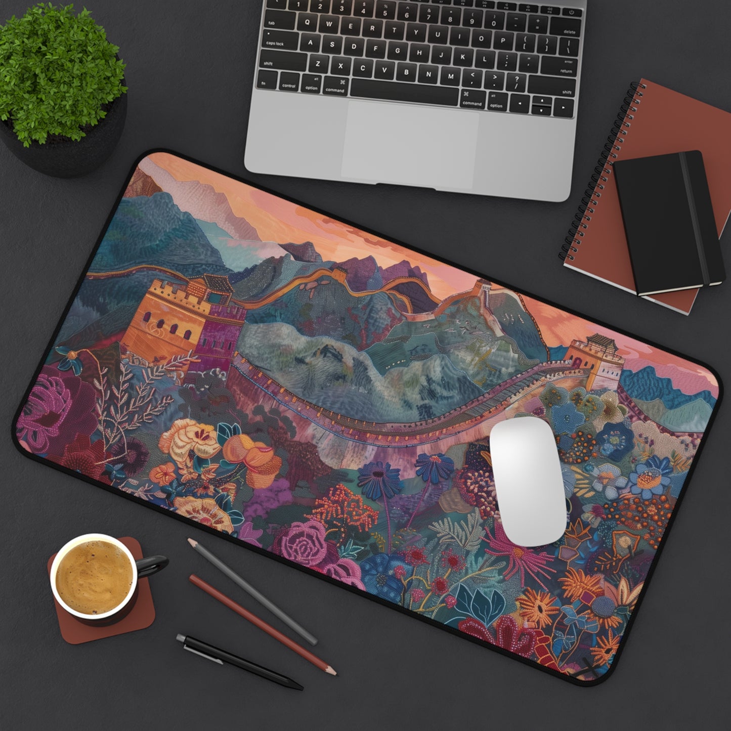 Gaming Desk Mat - Majestic Dusk at the Great Wall of China