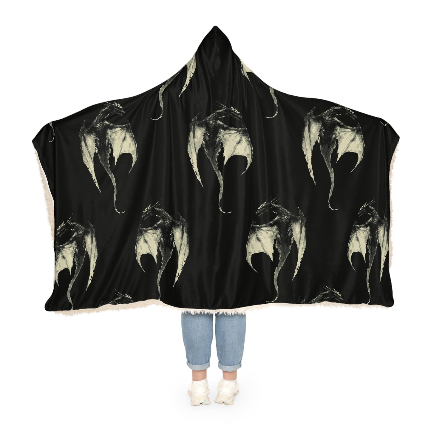 Hooded Snuggle Blanket: Sherpa or Fleece: Shadow Dragon