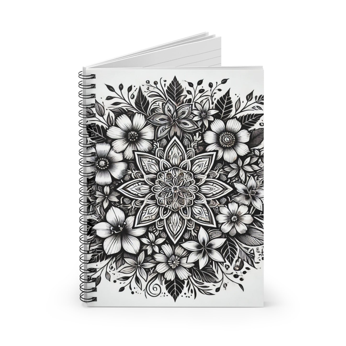 Spiral Notebook - Floral Mandala Tattoo Design