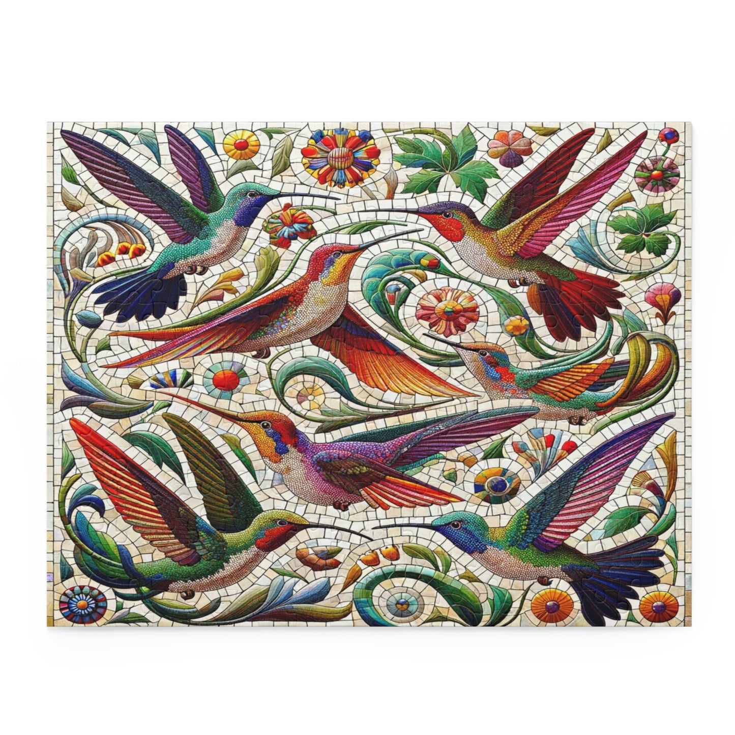 Mosaic Melody: The Dance of Hummingbirds - Puzzle (120, 252, 500-Piece)