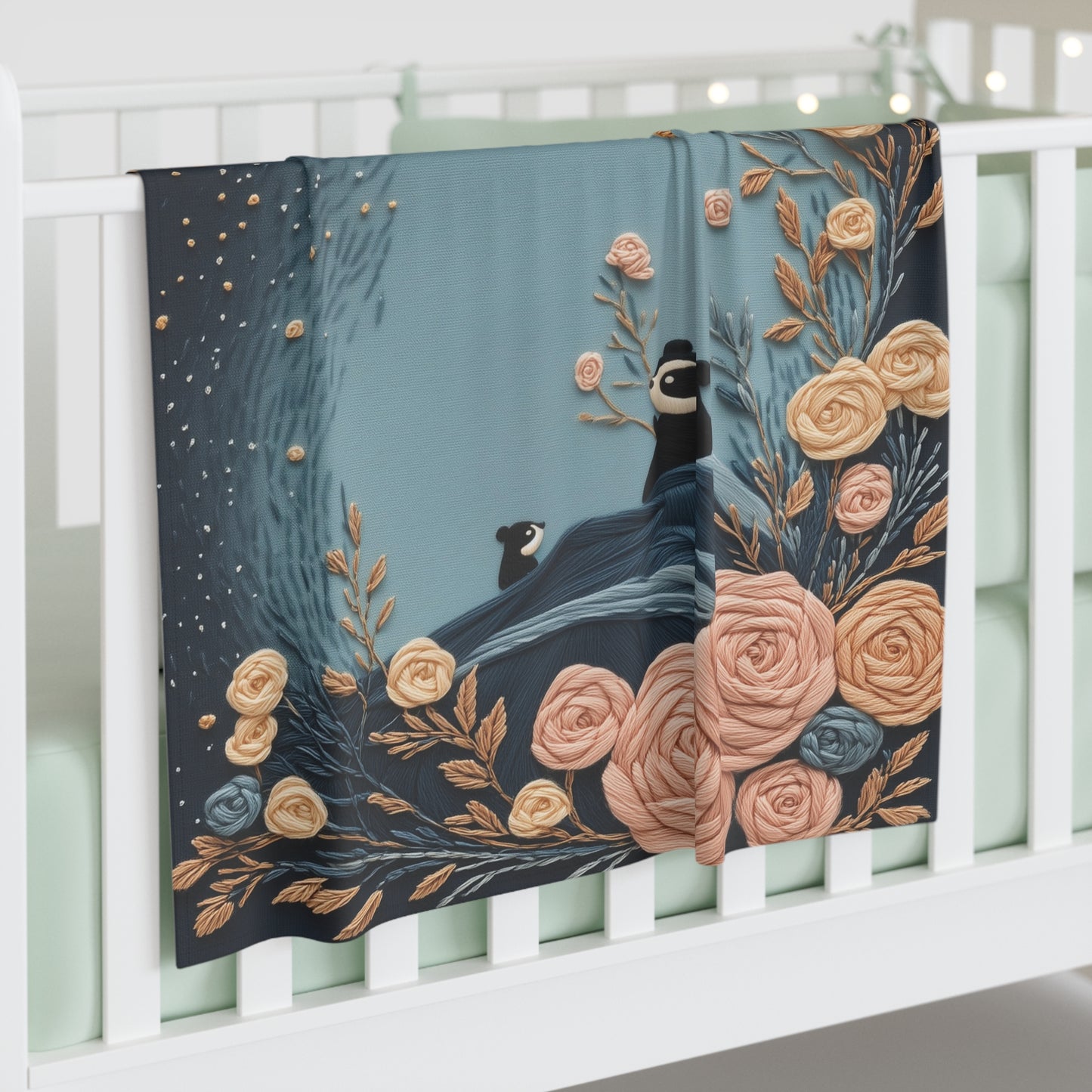 Custom Baby Swaddle Blanket - Panda Blooms