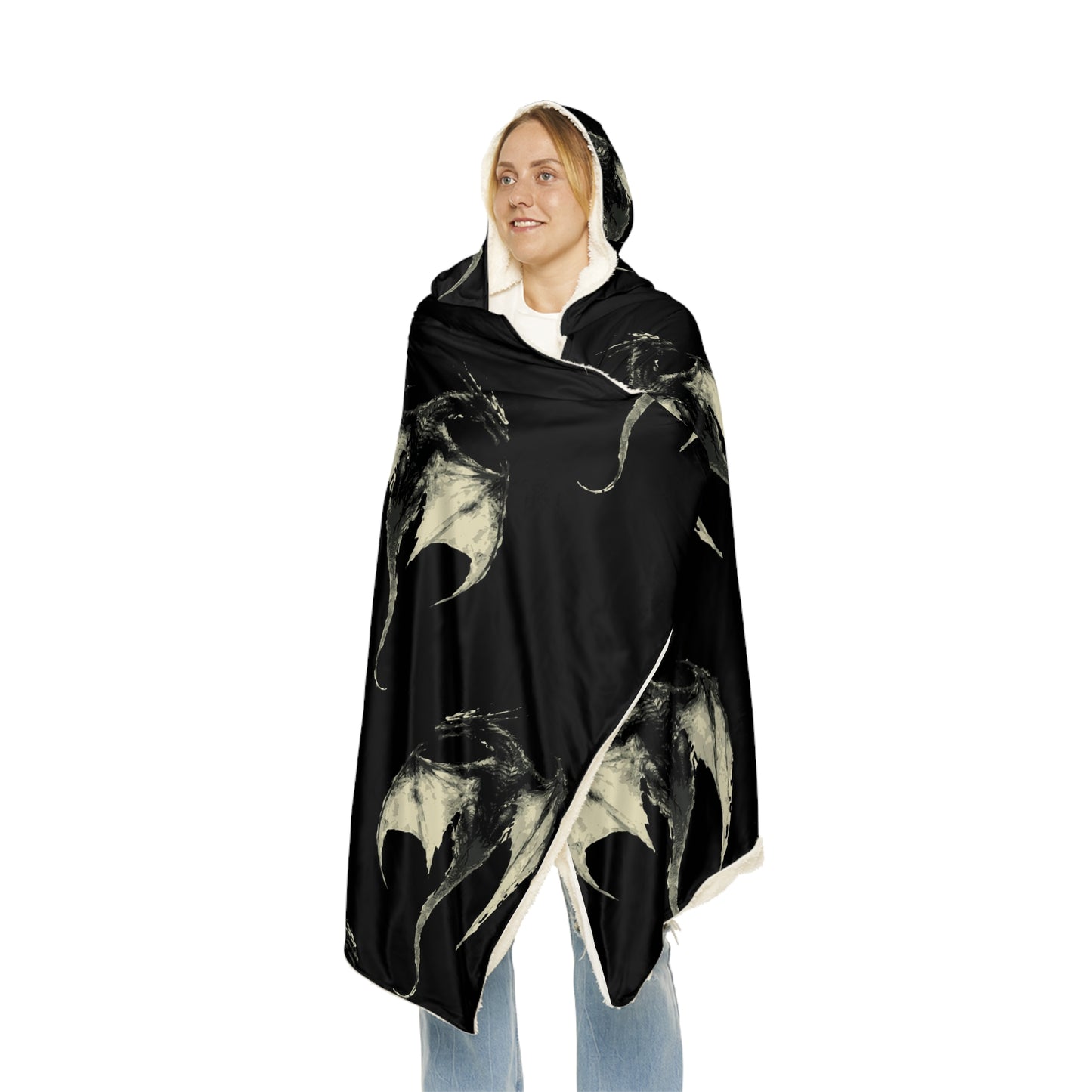 Hooded Snuggle Blanket: Sherpa or Fleece: Shadow Dragon