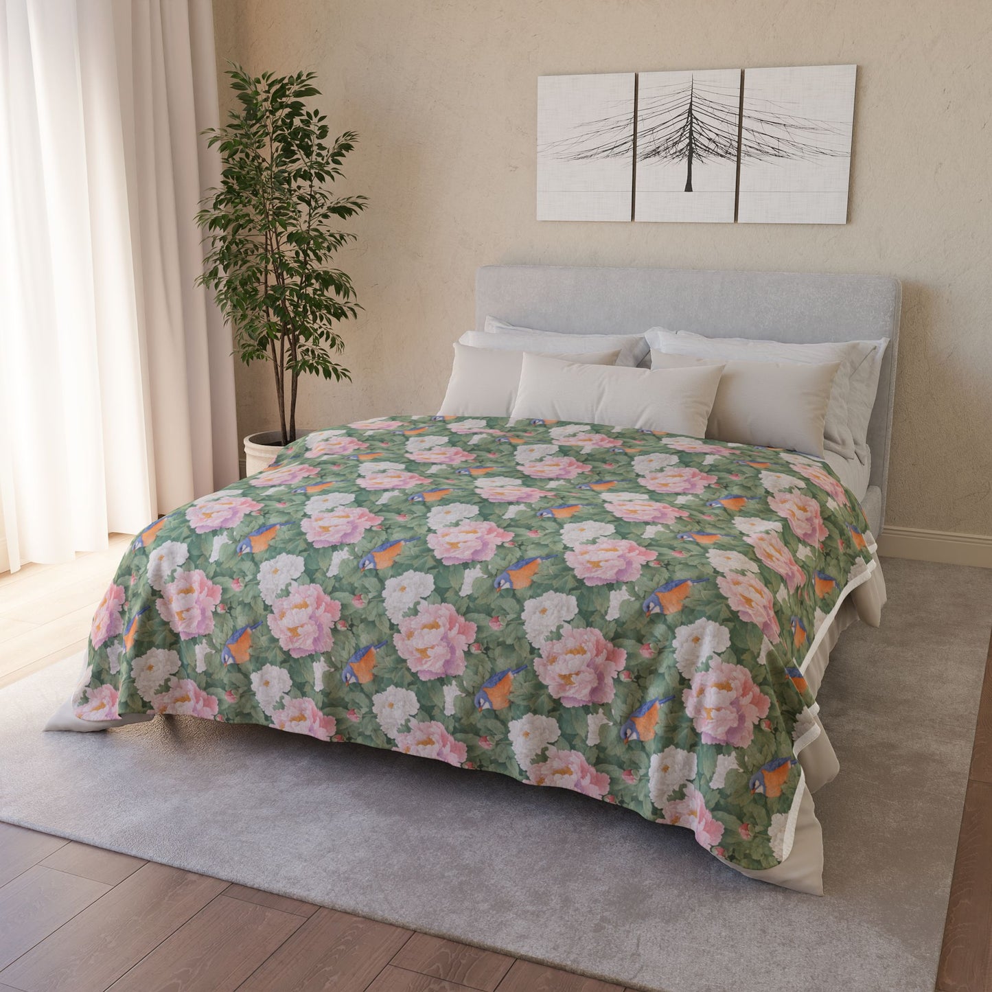 Sherpa Blanket: Custom Dream Blooms Fleece Throw