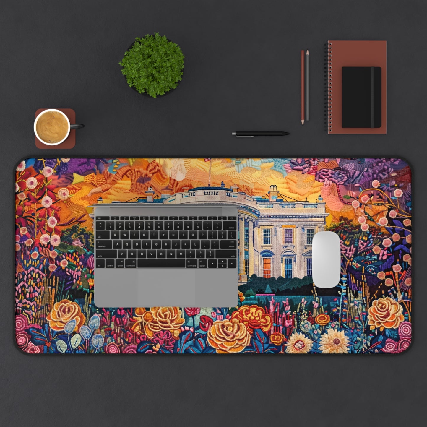 Gaming Desk Mat - Floral Splendor at the White House