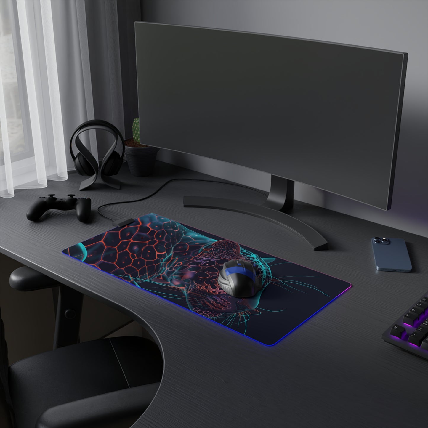 LED Gaming Mouse Pad - Neon Net Jaguar