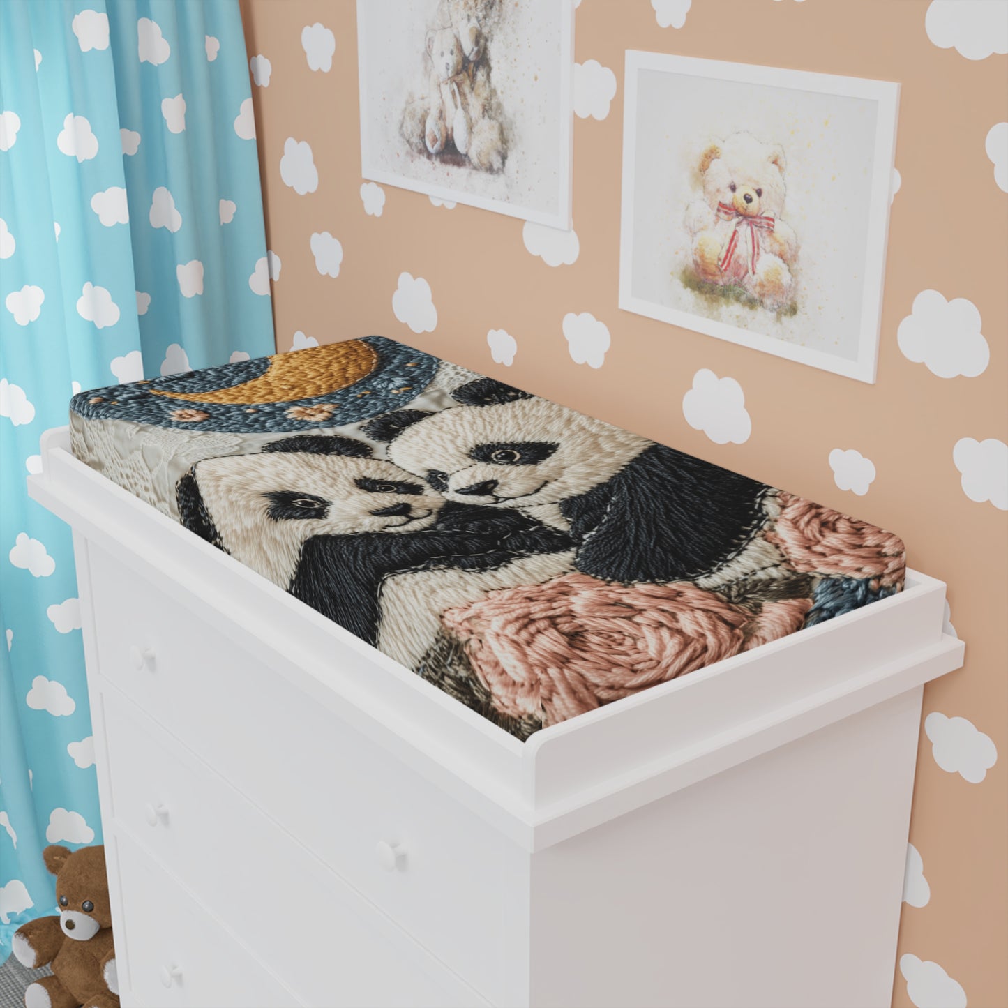 Custom Changing Pad Cover: Twin Panda Design