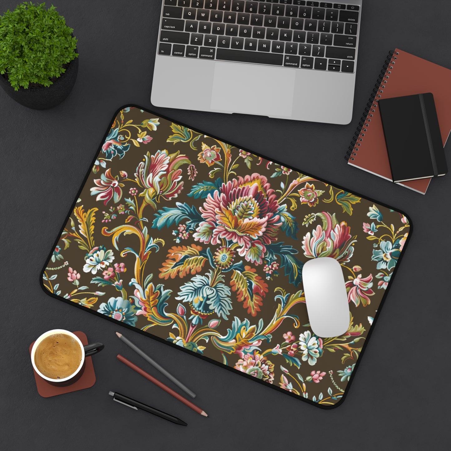 Gaming Desk Mat - Baroque Floral Symphony