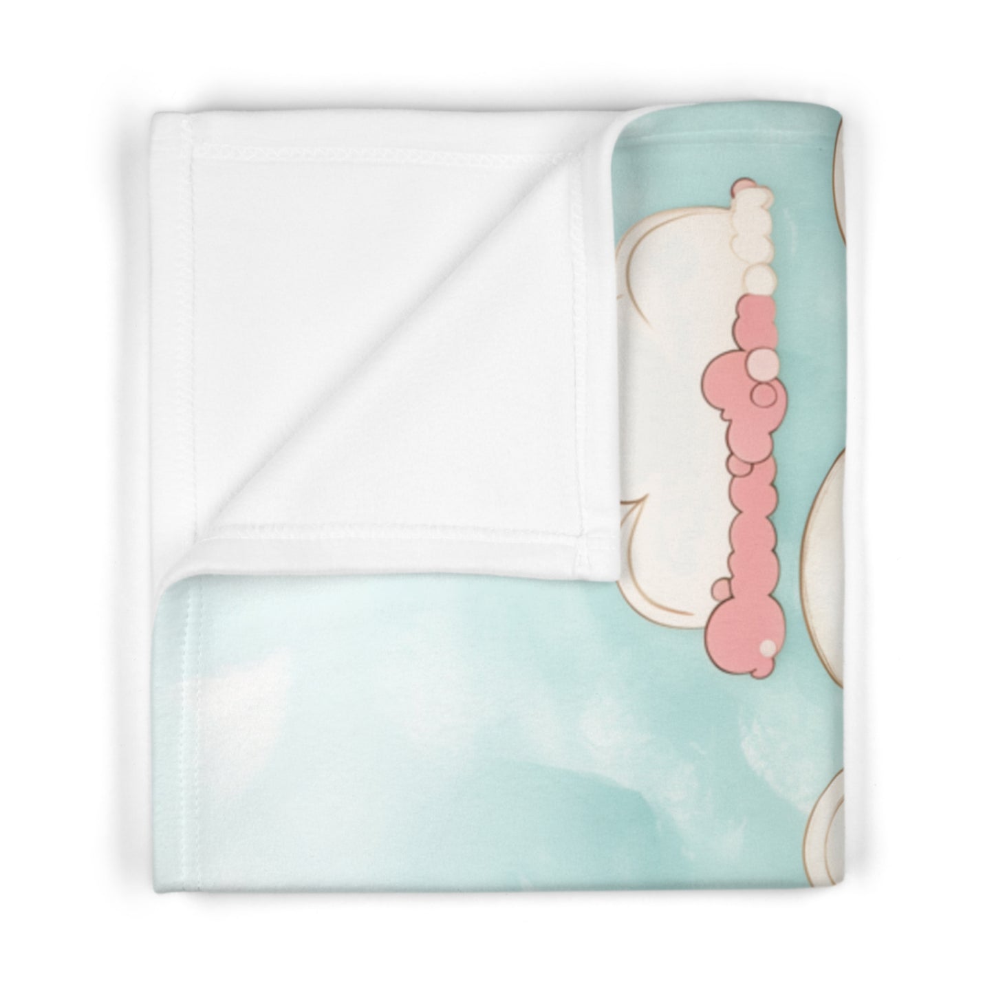 Custom Soft Fleece Baby Blanket - Cute Puffy Cloud Train Design