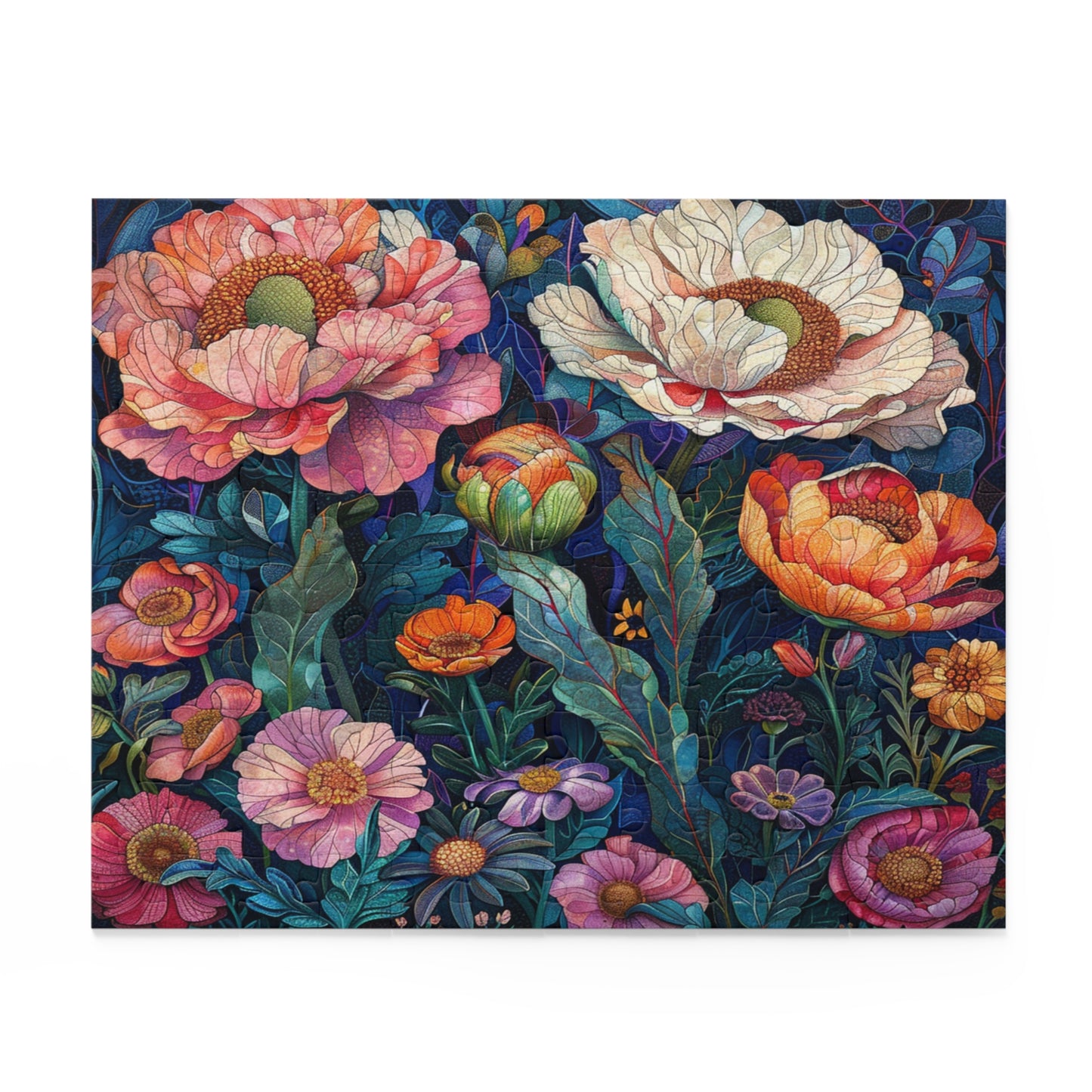 Midnight Bloom: A Symphony of Peonies in Moonlight - Puzzle (120, 252, 500-Piece)