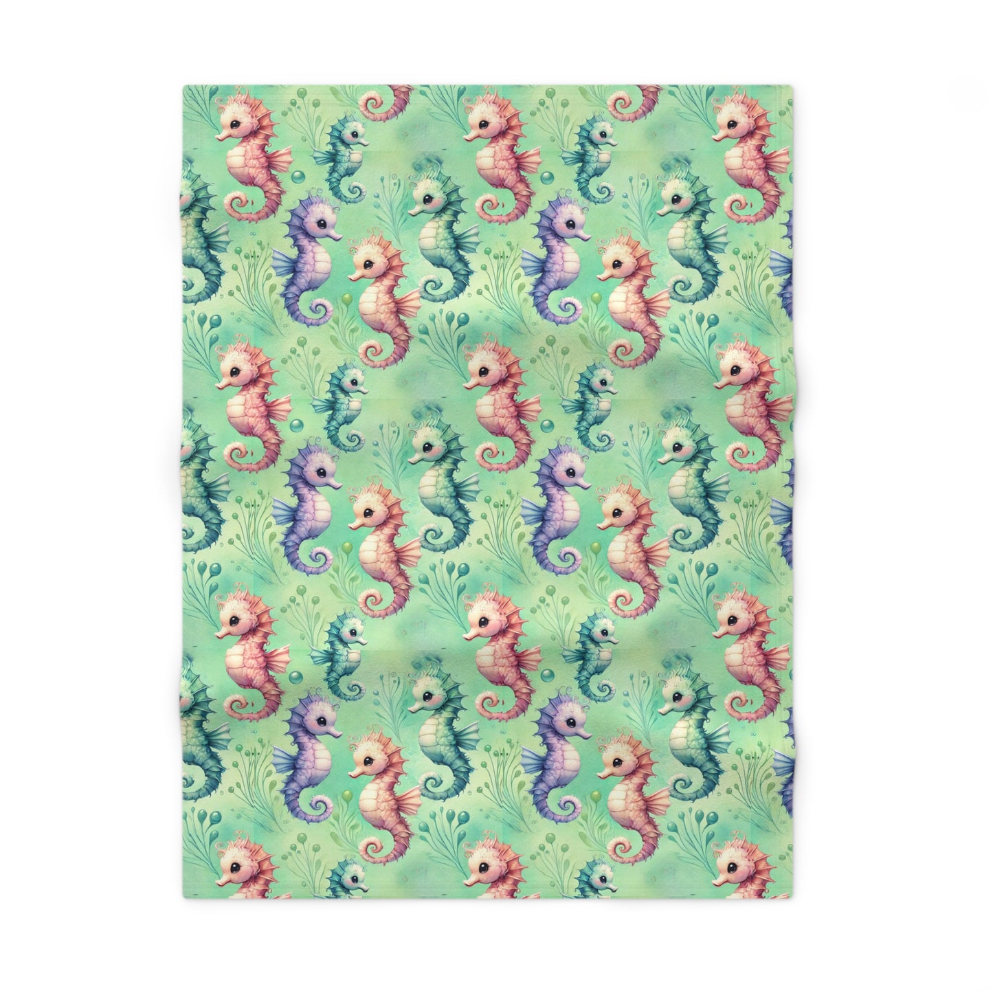 Custom Soft Fleece Baby Blanket - Seahorse Serenade