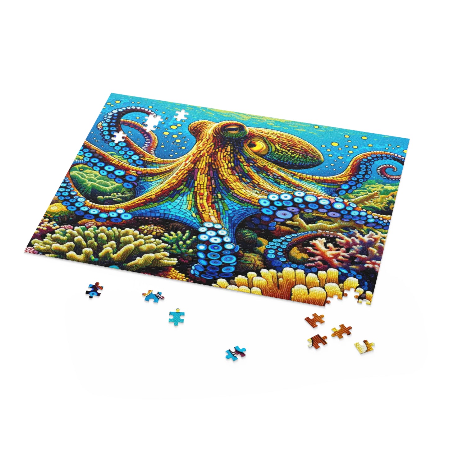 Kaleidoscope of the Deep: The Mesmerizing Mosaic Octopus - Puzzle (120, 252, 500-Piece)