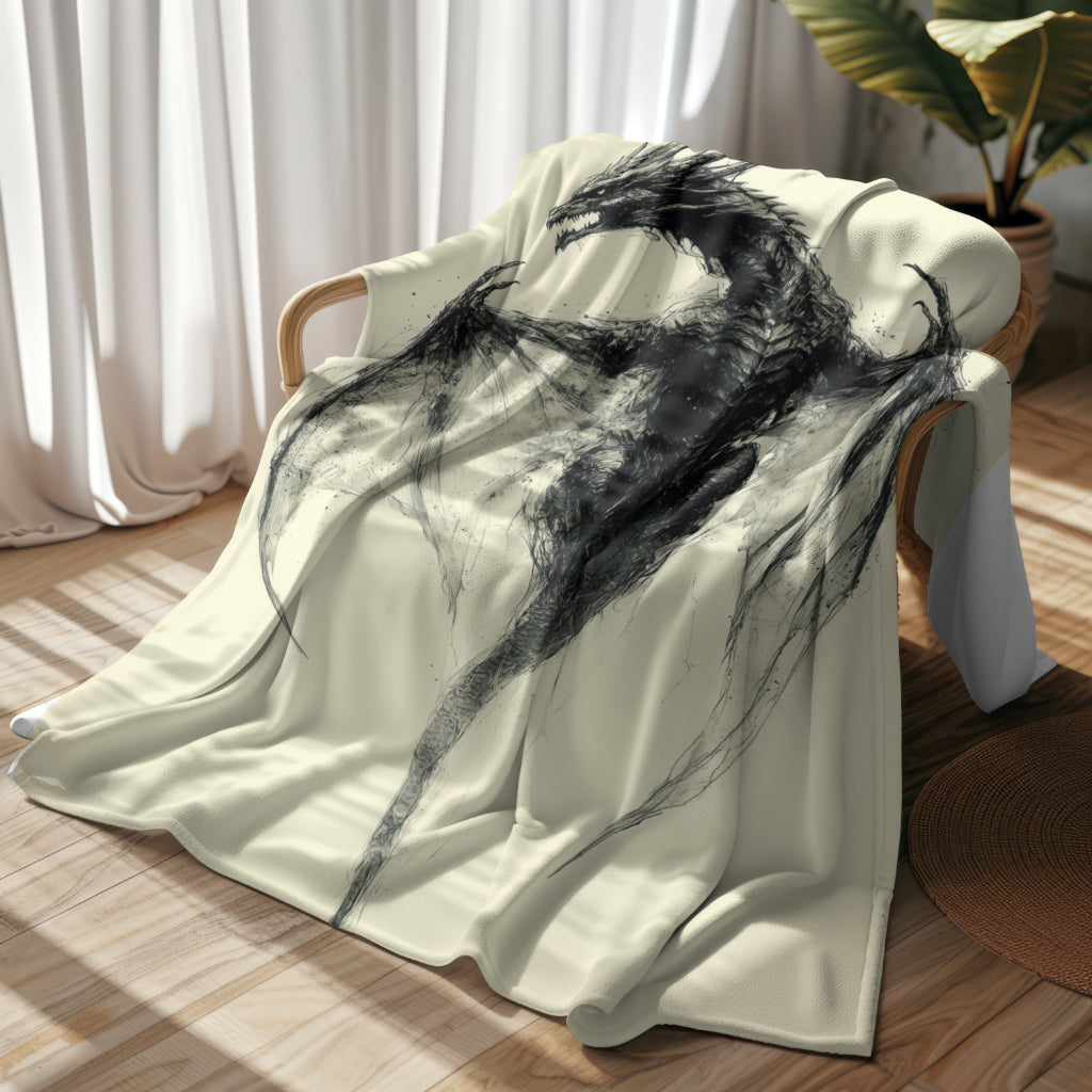 Velveteen Plush Blanket - Dragon Eclipse Celestial Cozy Throw
