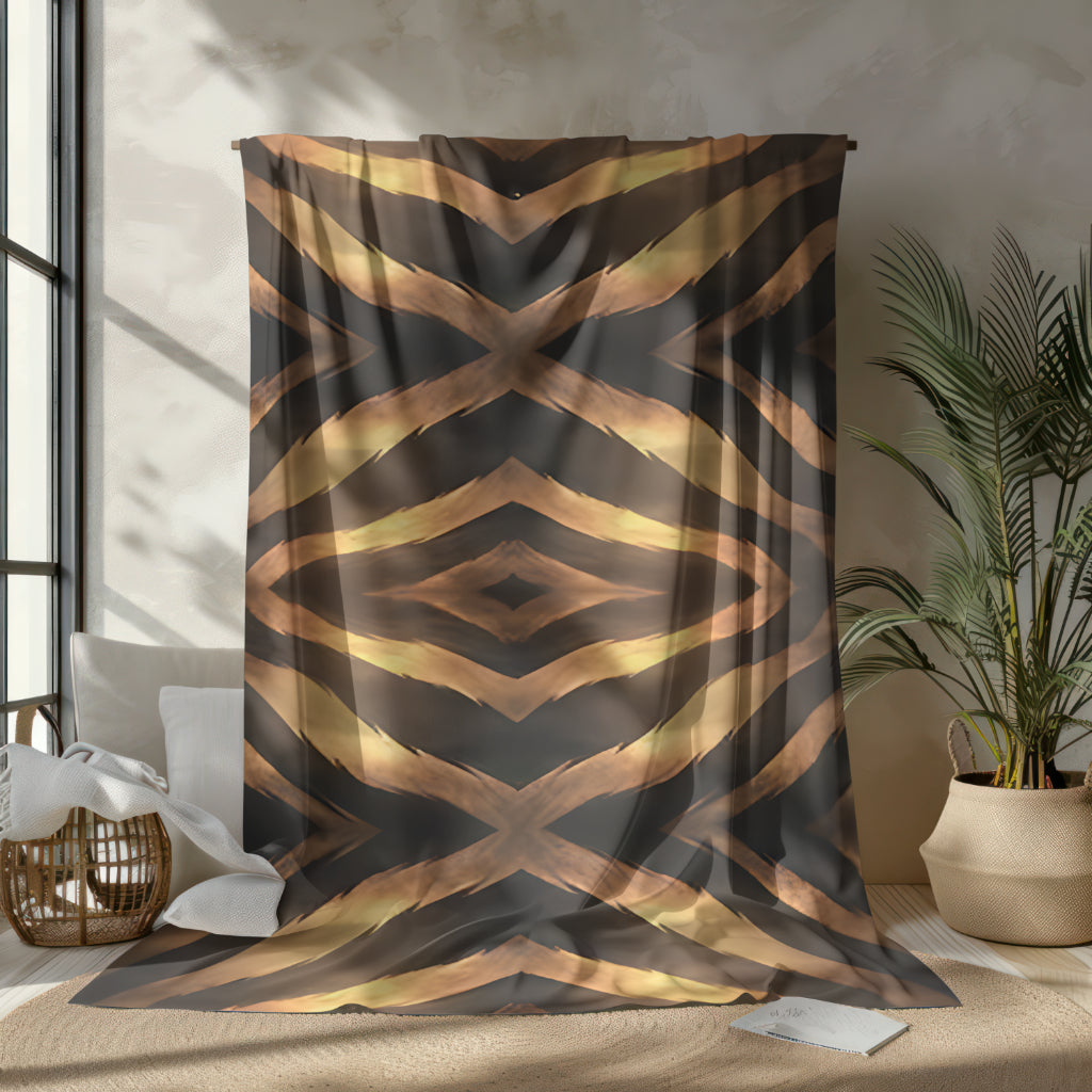 Sherpa Blanket: Custom Golden Stripes Fleece Throw