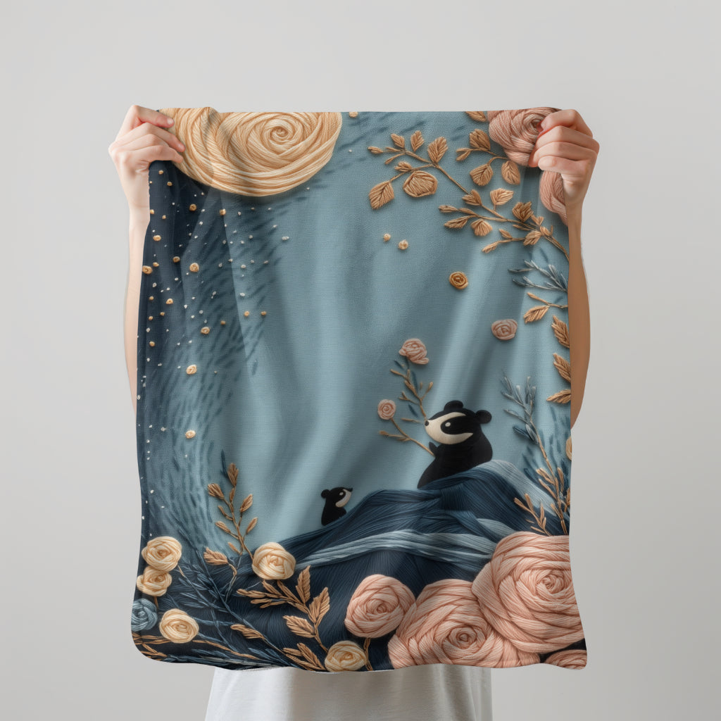 Custom Baby Swaddle Blanket - Panda Blooms