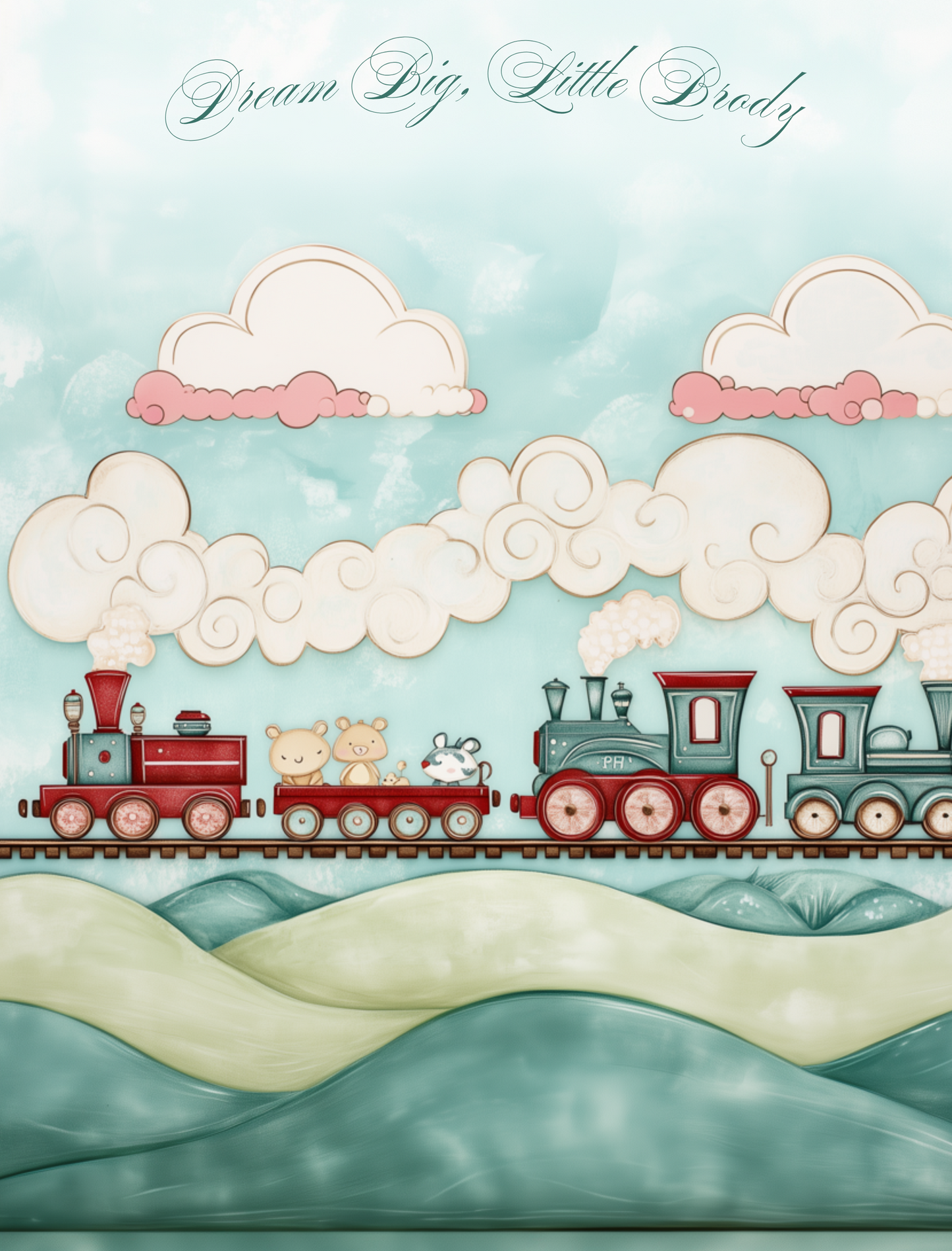 Custom Baby Swaddle Blanket - Cartoon Train