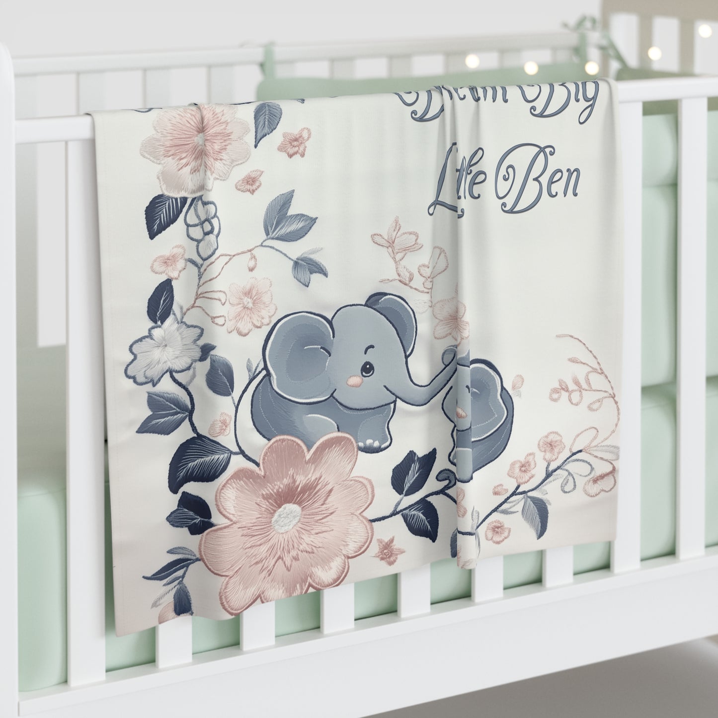 Custom Baby Swaddle Blanket - Elephant Bliss