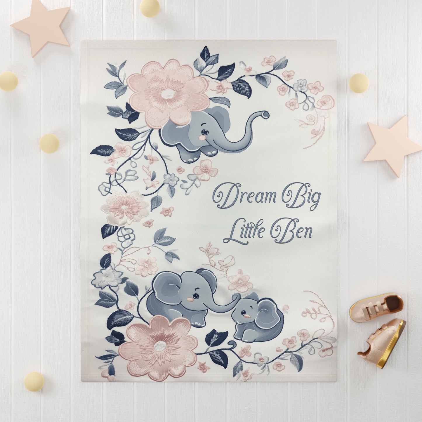 Custom Soft Fleece Baby Blanket - Elephant Bliss