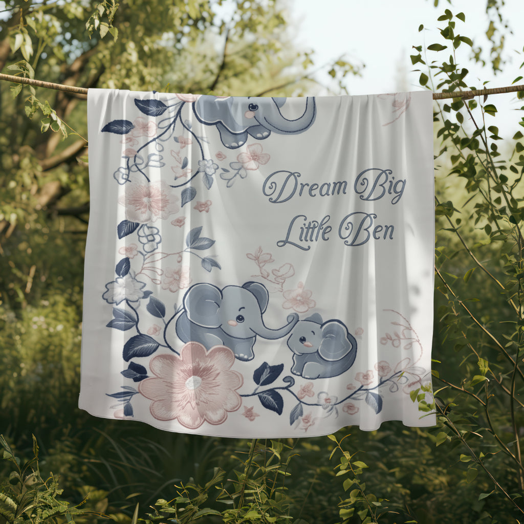 Custom Soft Fleece Baby Blanket - Elephant Bliss