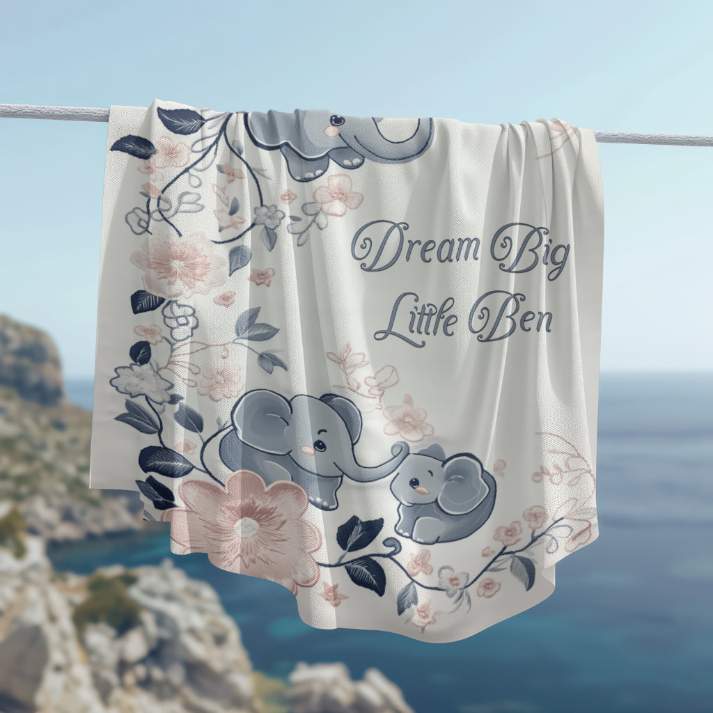 Custom Soft Fleece Baby Blanket - Elephant Bliss