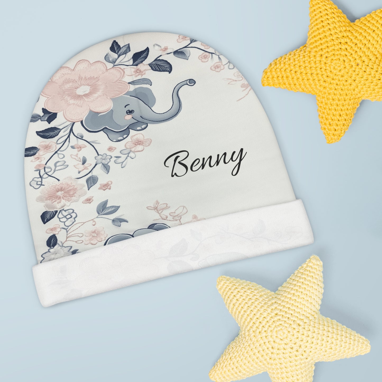 Custom Baby Beanie: Elephant Bliss Infant Beanie
