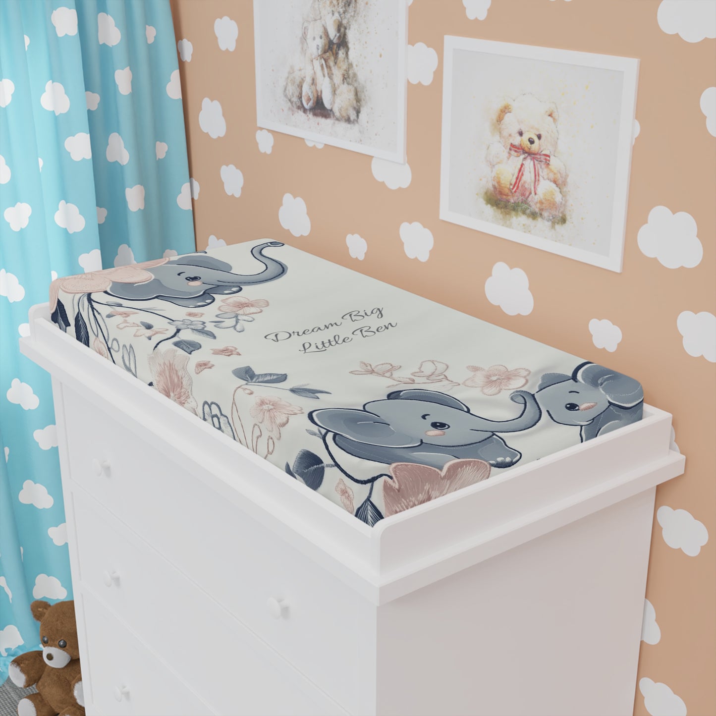Custom Changing Pad Cover: Elephant Bliss