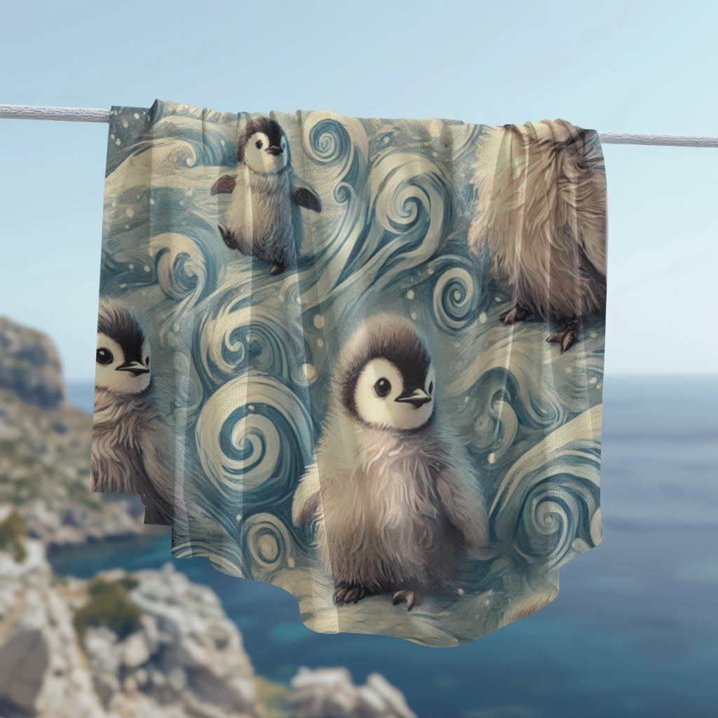 Custom Soft Baby Fleece Blanket - Penguin Whirl Design