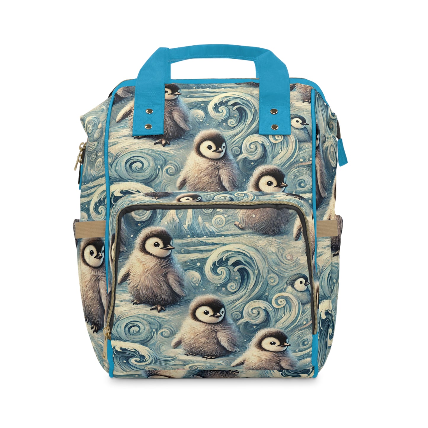 Custom Diaper Backpack - Penguin Whirl Oceanic Pattern for Stylish Parents