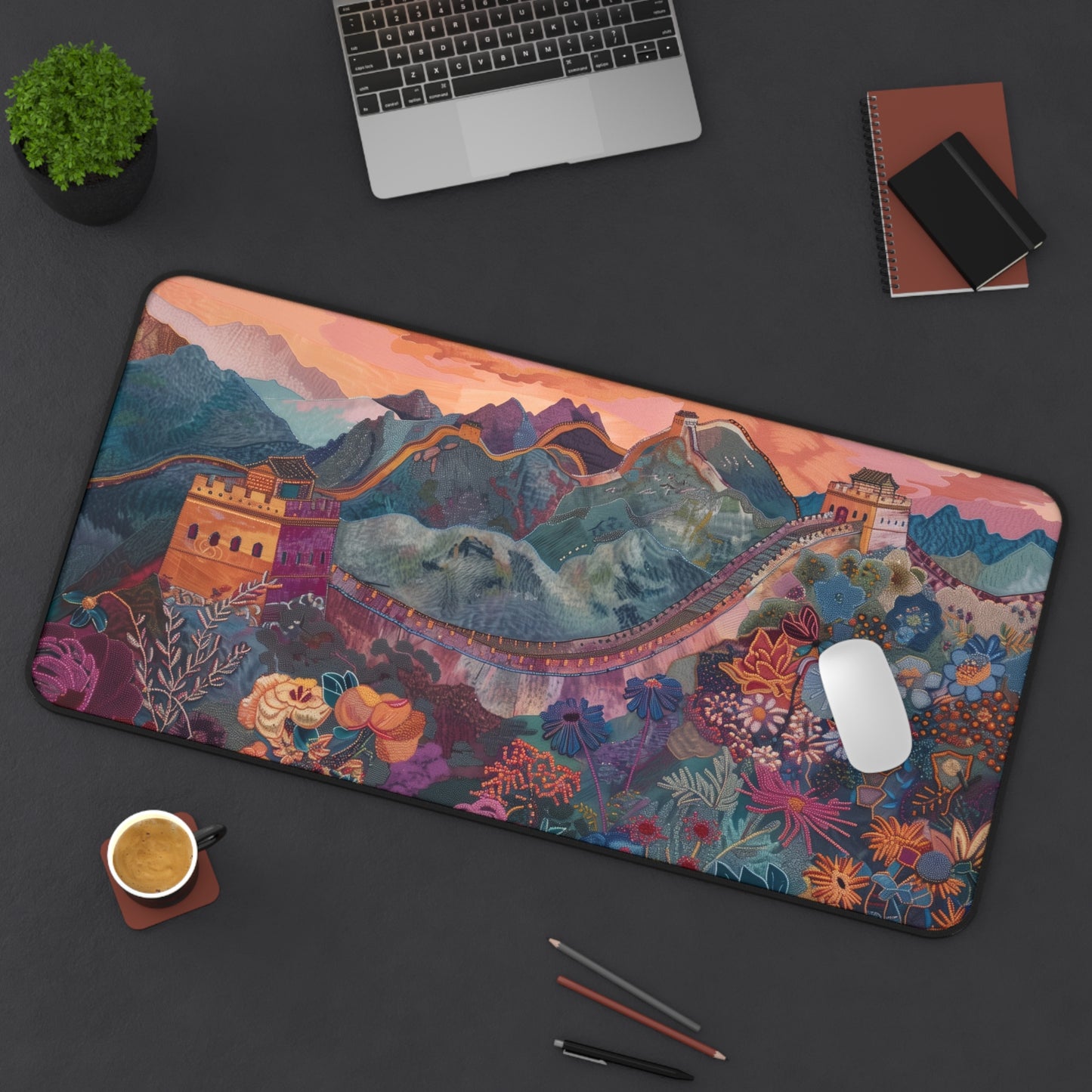 Gaming Desk Mat - Majestic Dusk at the Great Wall of China