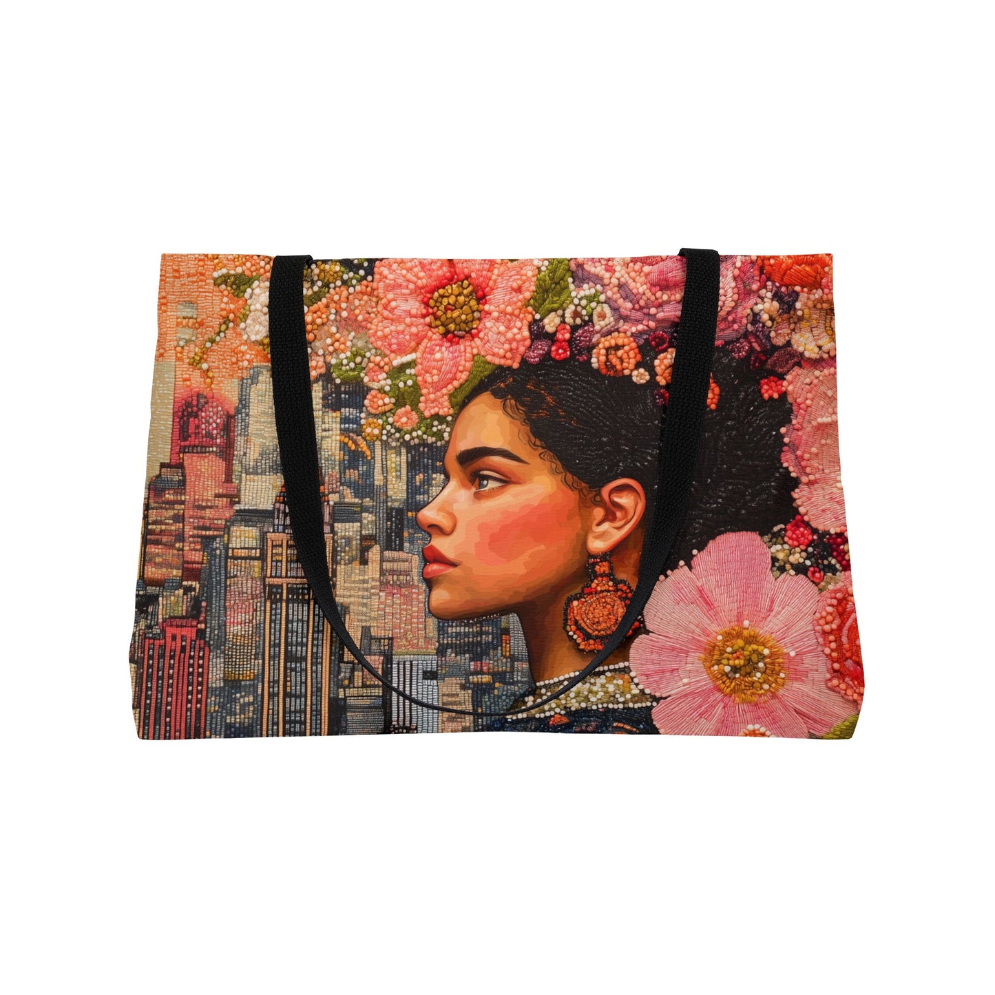 Weekender Tote Bag - Floral Grace in the City, Broadway, NY in 1800's