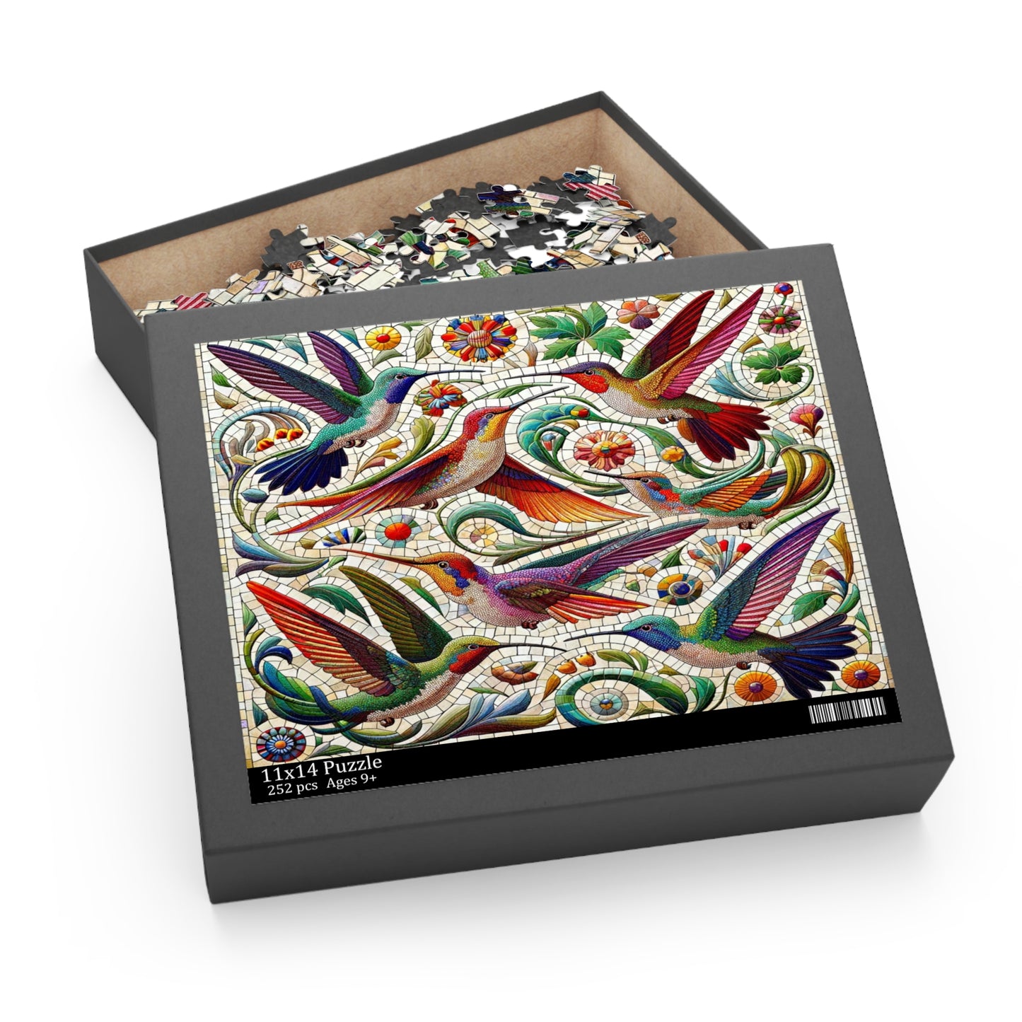 Mosaic Melody: The Dance of Hummingbirds - Puzzle (120, 252, 500-Piece)