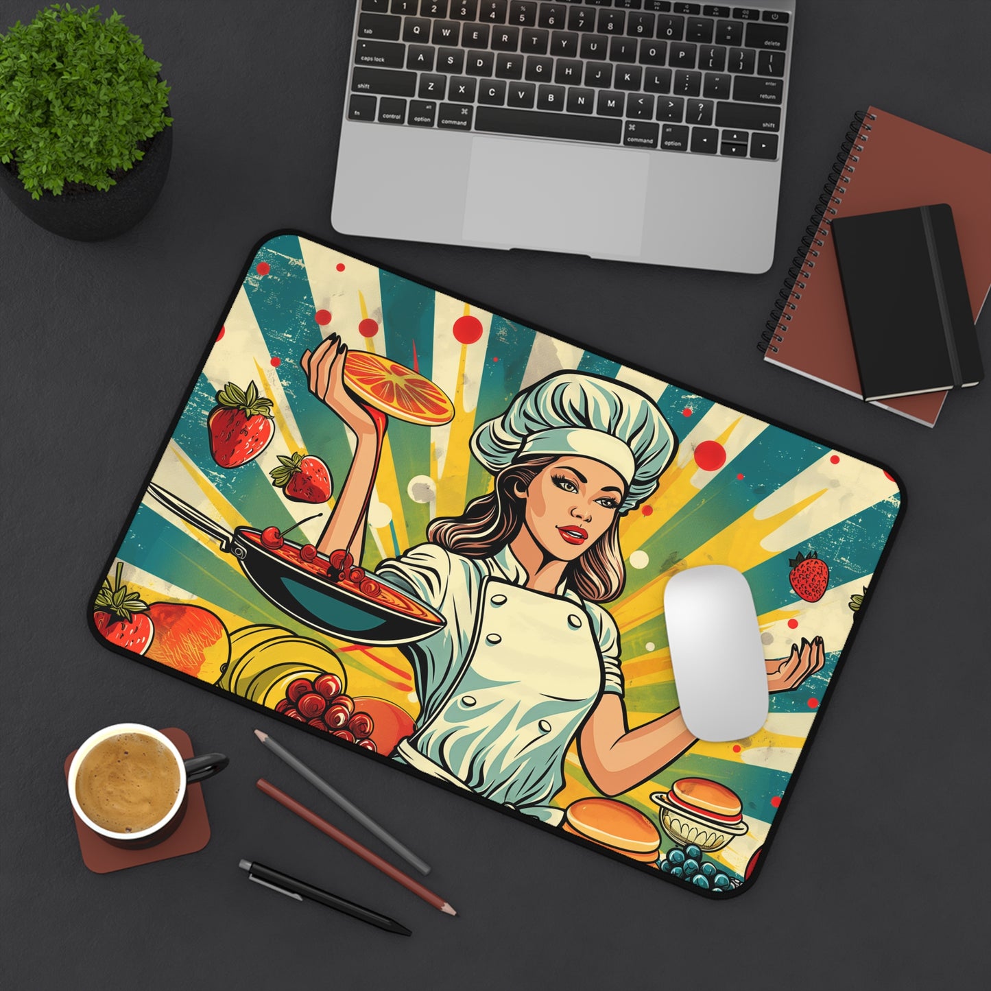 Gaming Desk Mat - Chef's Pop Art Paradise