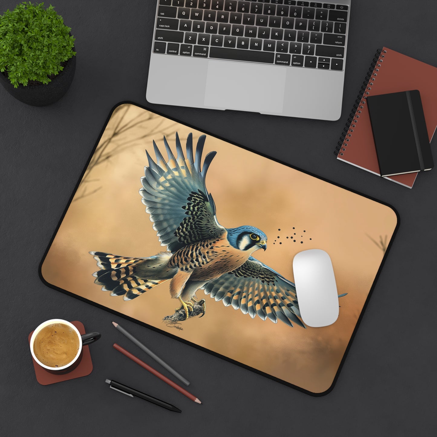 Gaming Desk Mat - American Kestrel's Majesty