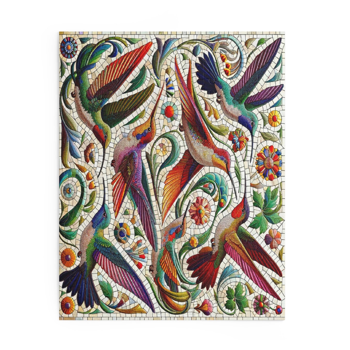 Mosaic Melody: The Dance of Hummingbirds - Puzzle (120, 252, 500-Piece)