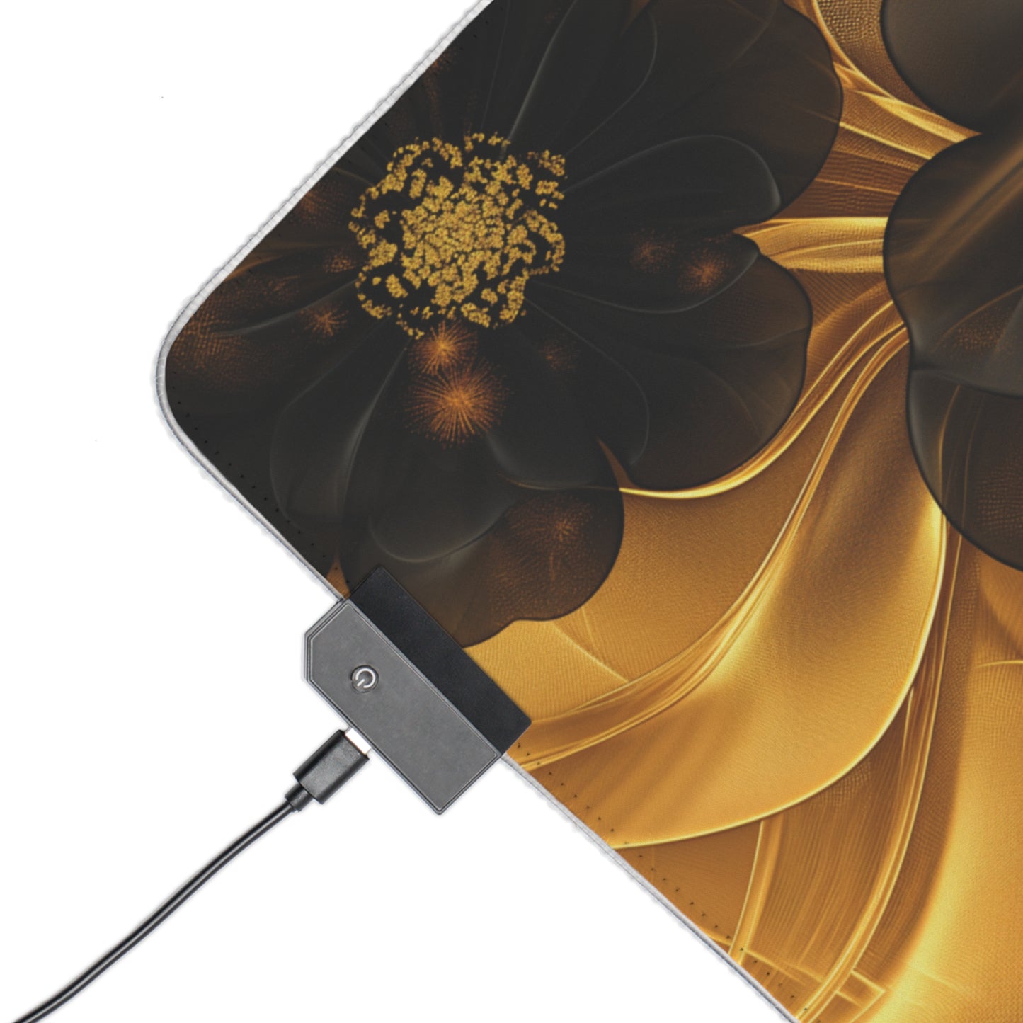 LED Gaming Mouse Pad - Golden Noir Blossoms
