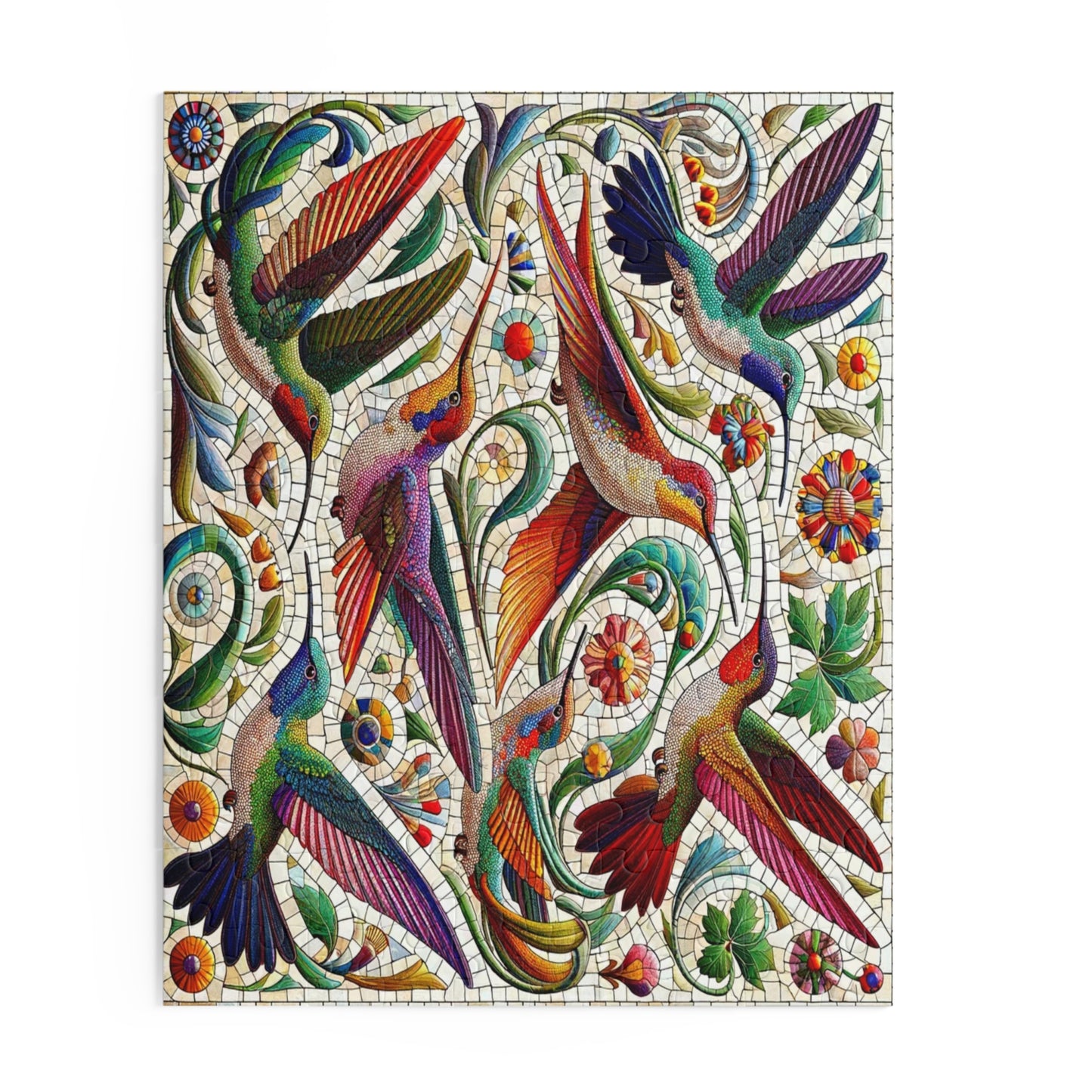 Mosaic Melody: The Dance of Hummingbirds - Puzzle (120, 252, 500-Piece)