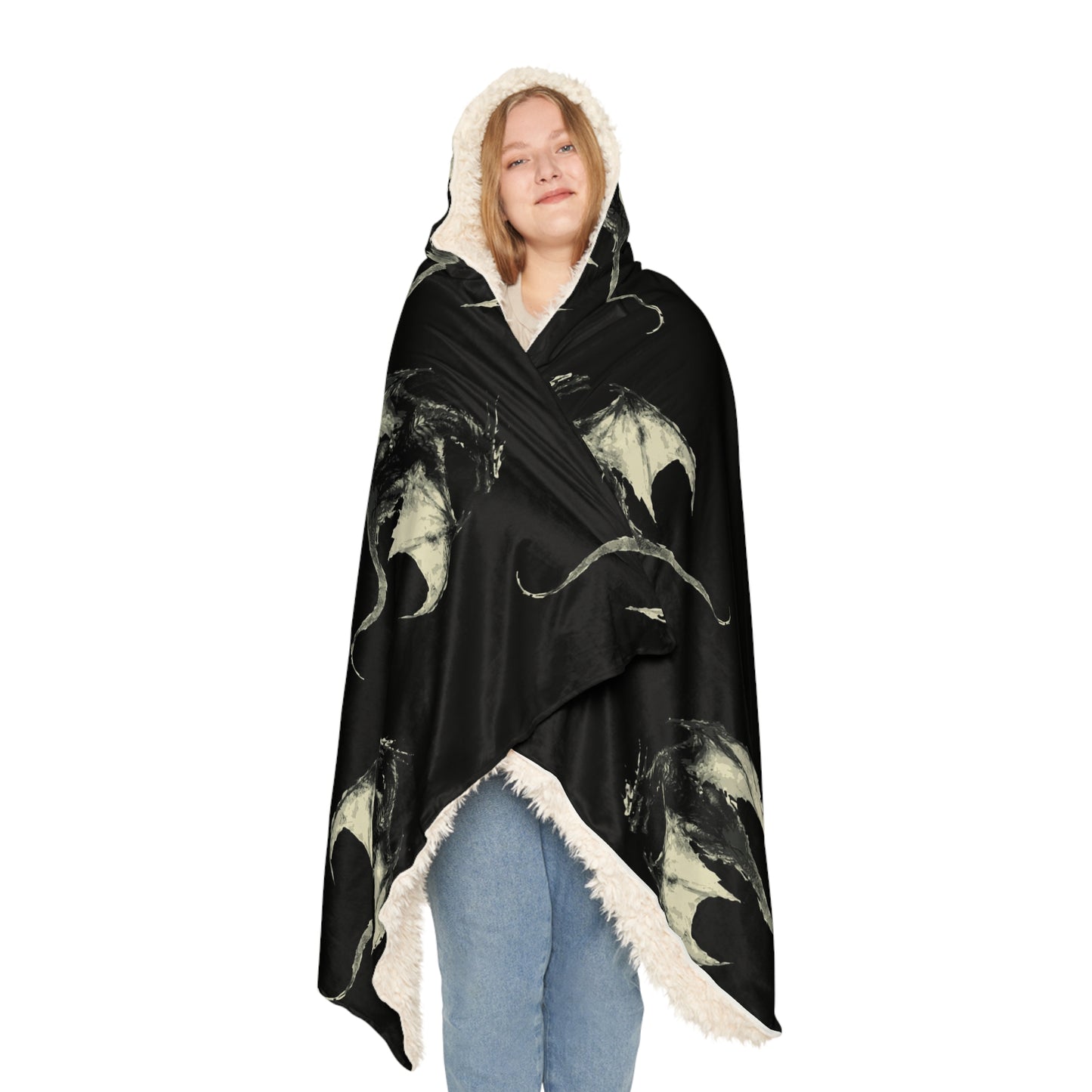 Hooded Snuggle Blanket: Sherpa or Fleece: Shadow Dragon