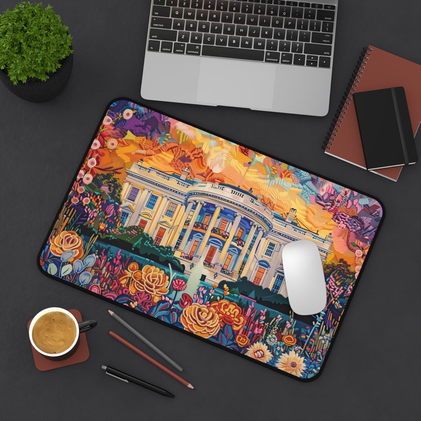 Gaming Desk Mat - Floral Splendor at the White House