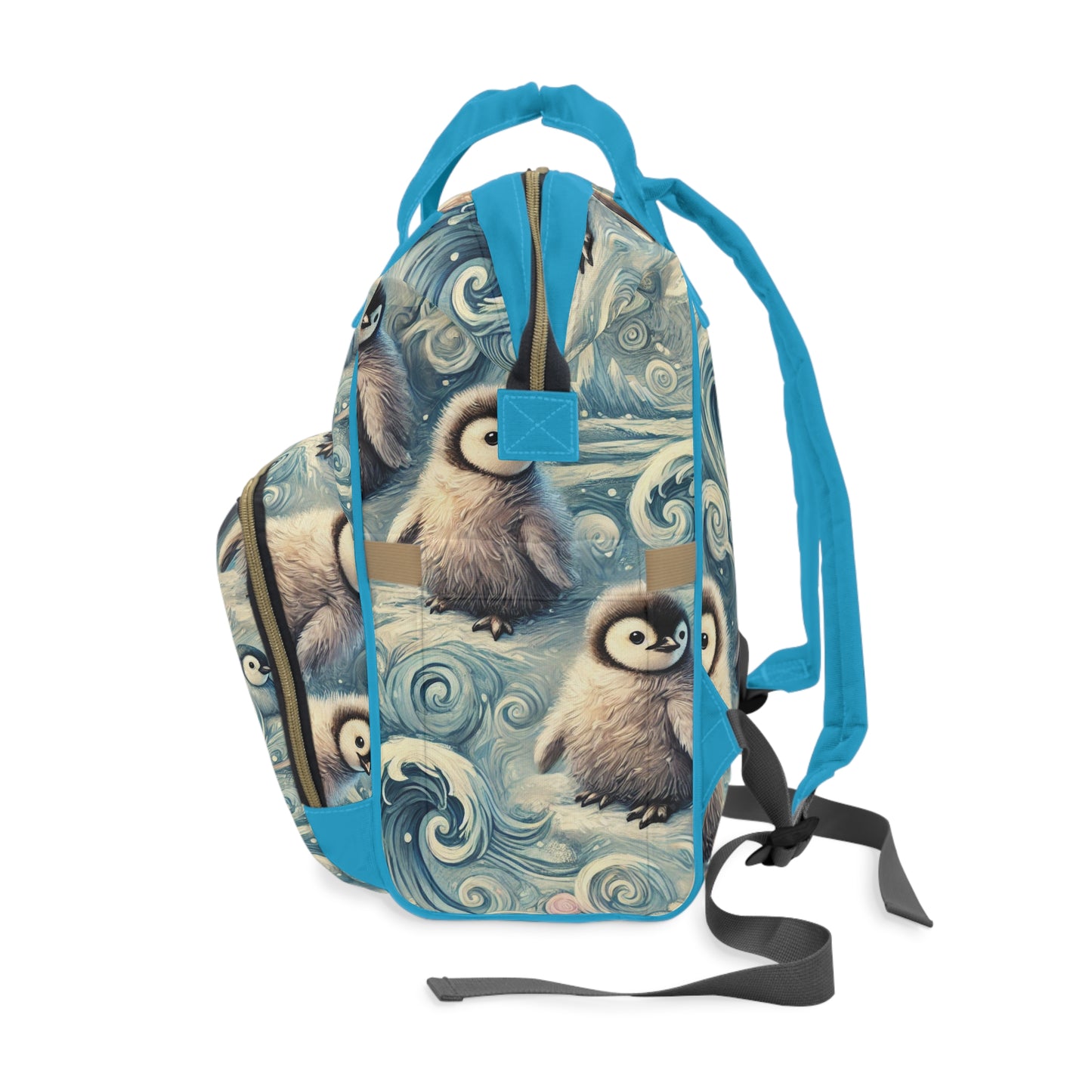 Custom Diaper Backpack - Penguin Whirl Oceanic Pattern for Stylish Parents