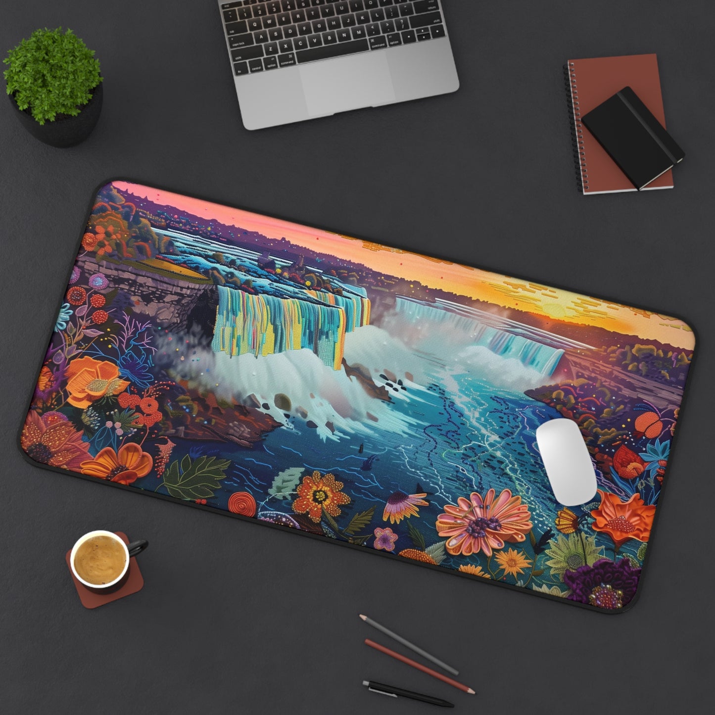 Gaming Desk Mat - Niagara Falls: A Symphony of Water and Light