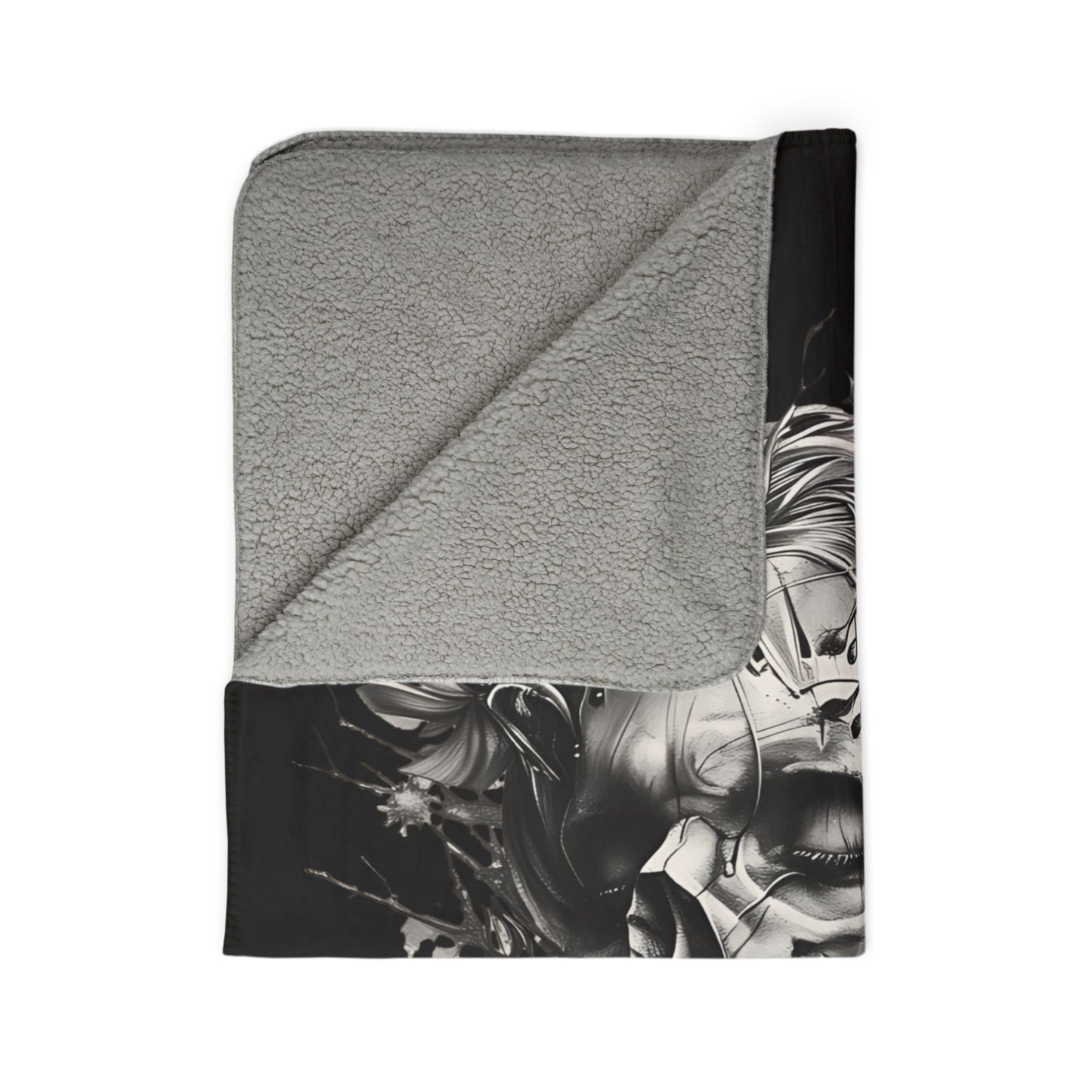 Sherpa Blanket: Custom Bloom & Skull Accent Fleece Throw