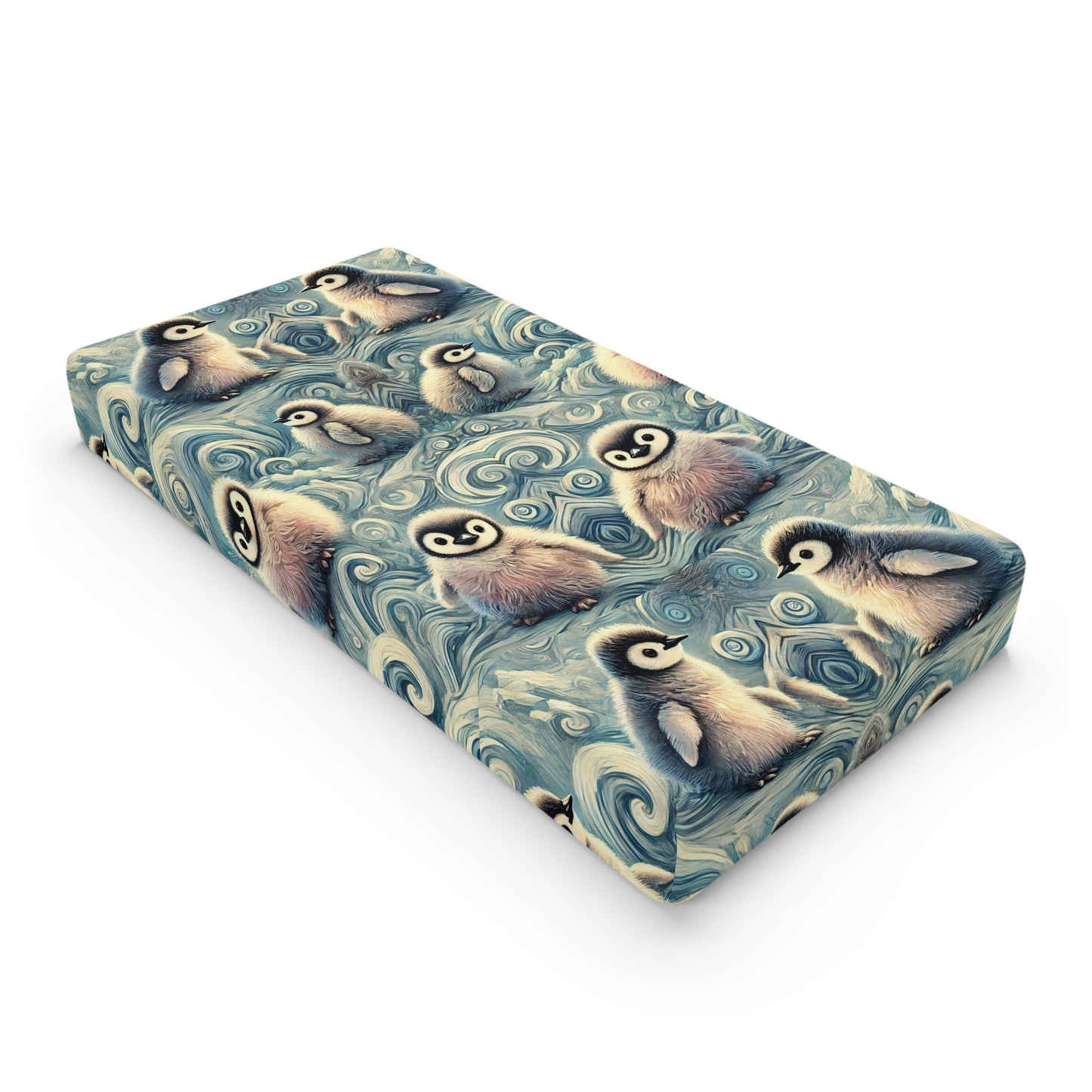 Custom Changing Pad Cover - Penguin Whirl Design