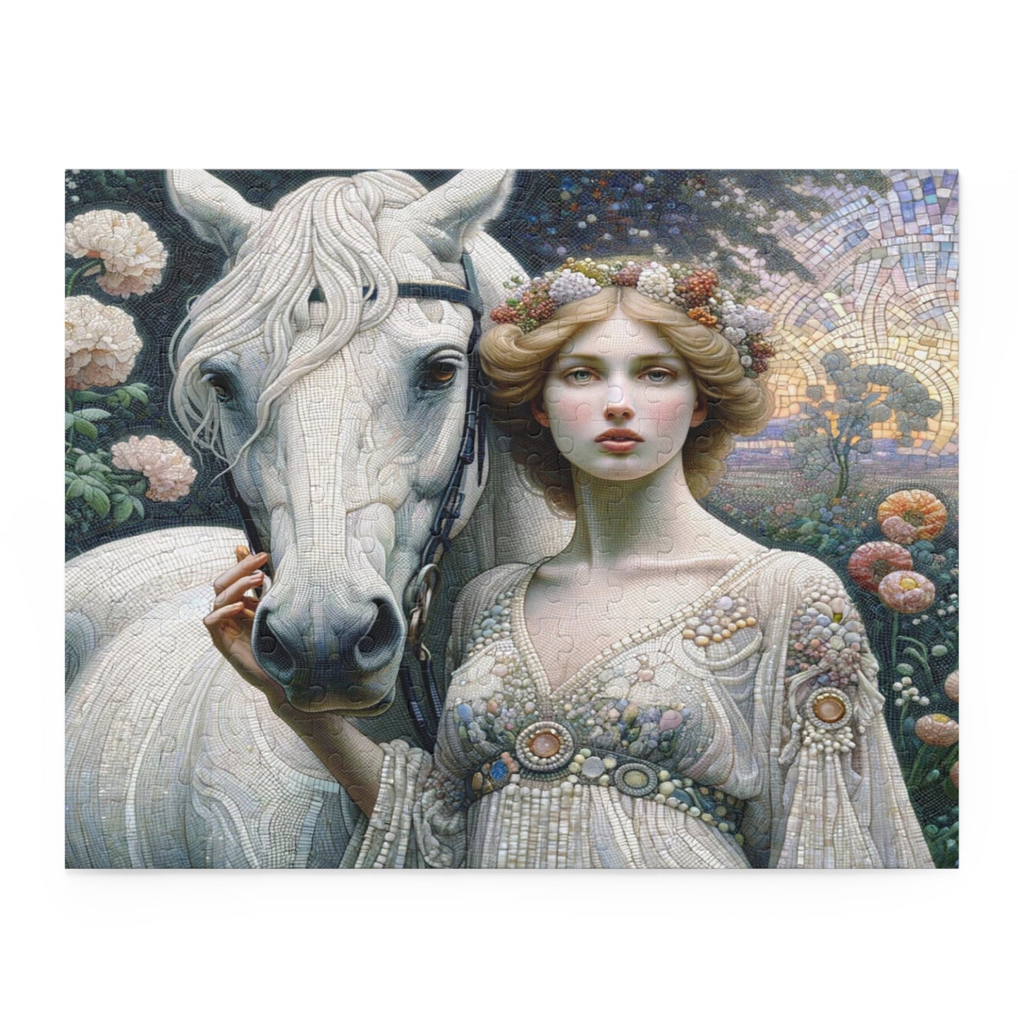 Lady and Steed Mosaic - Puzzle (120, 252, 500-Piece)