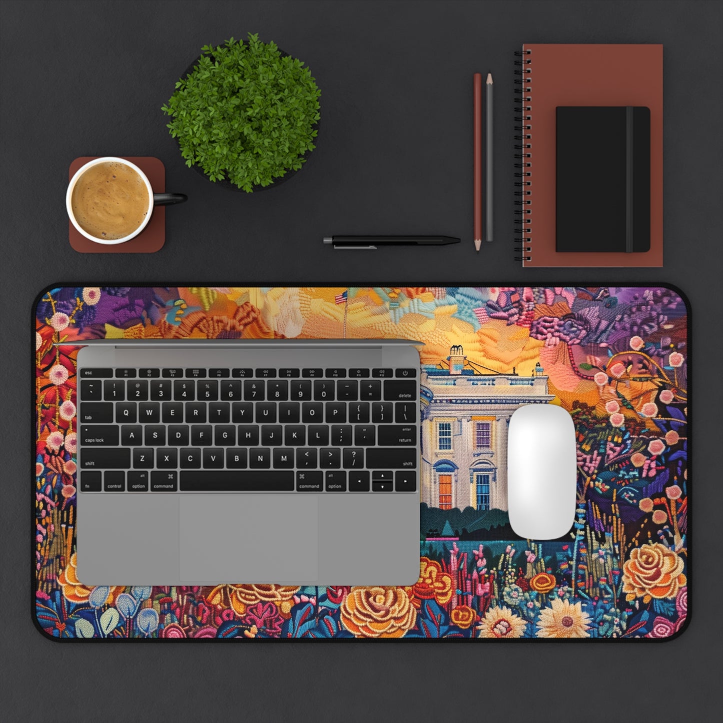 Gaming Desk Mat - Floral Splendor at the White House