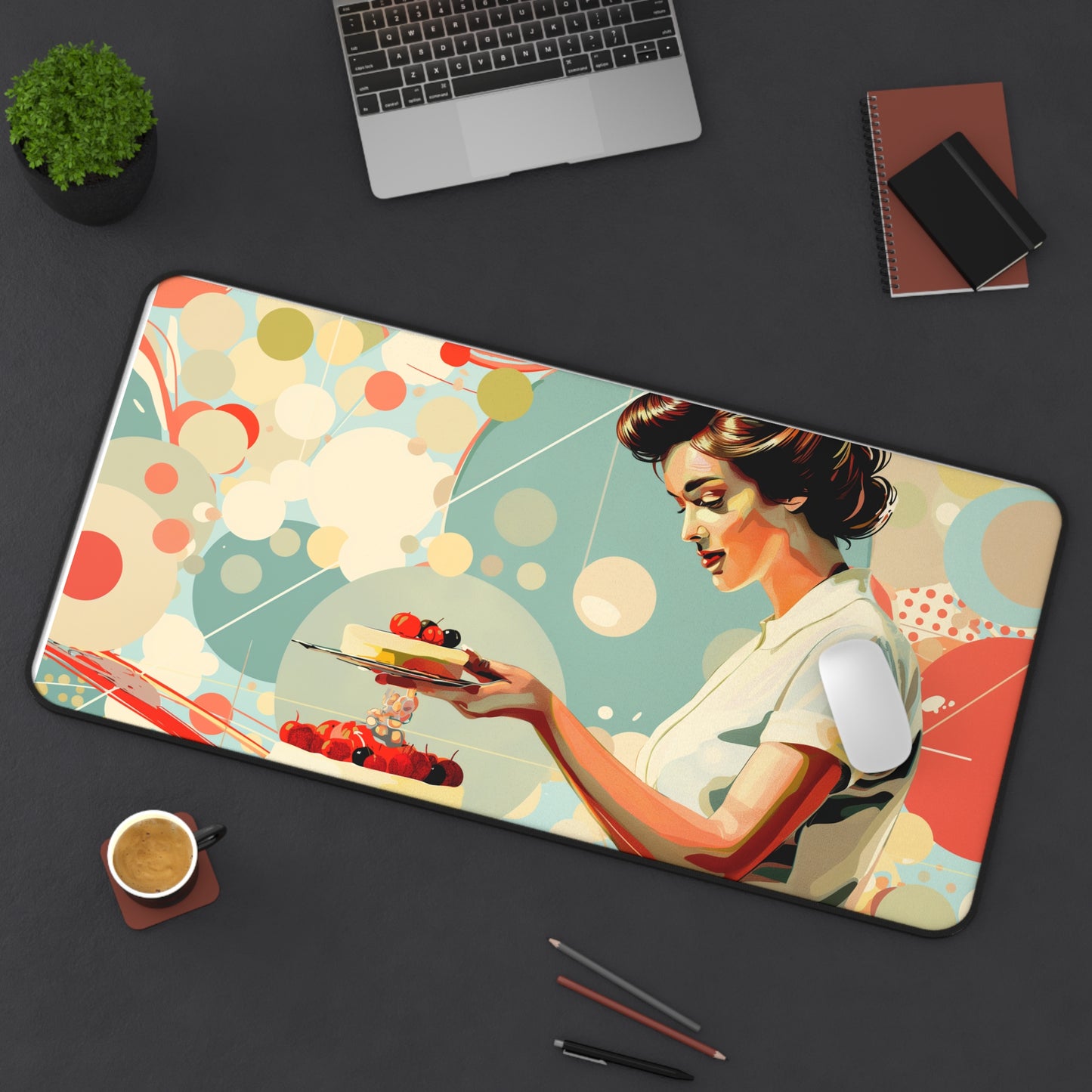 Gaming Desk Mat - Retro Baking Bliss
