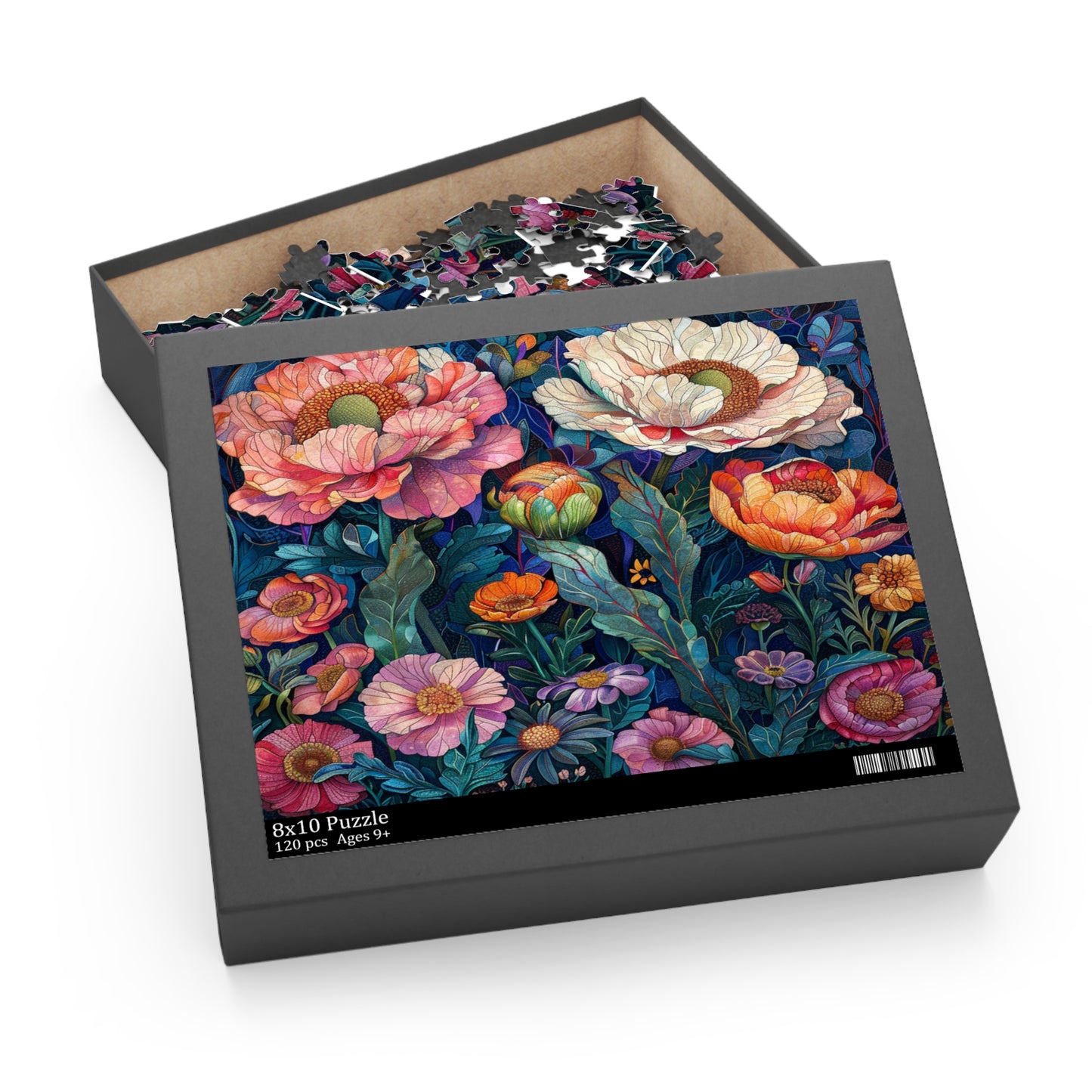 Midnight Bloom: A Symphony of Peonies in Moonlight - Puzzle (120, 252, 500-Piece)